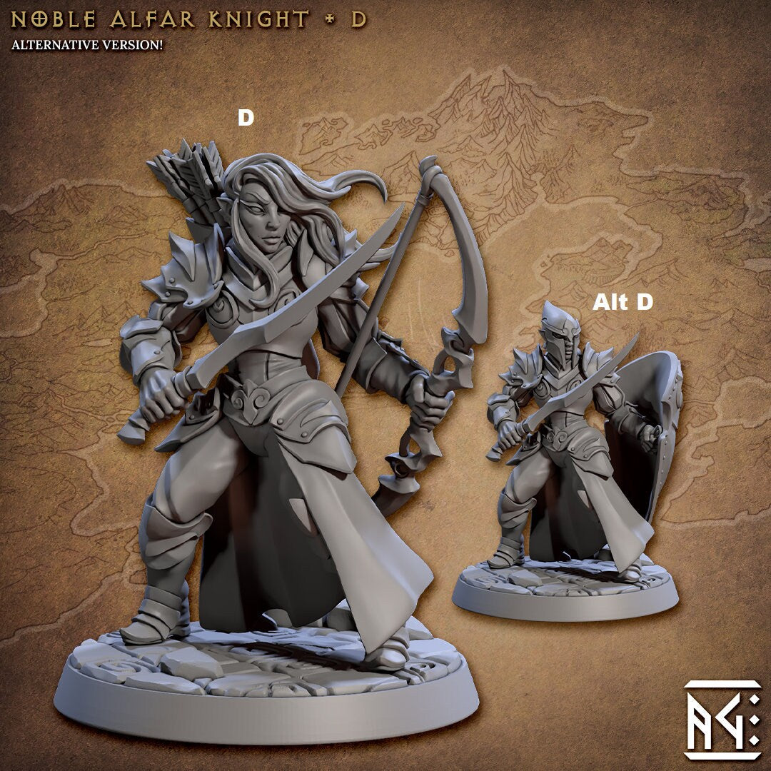 Noble Alfar Knights | Artisan Guild Miniatures | Compatible with D&D/AoS | Fantasy | Tabletop RPG