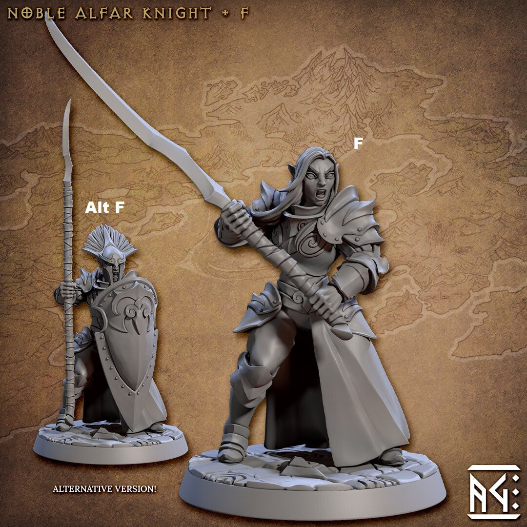Noble Alfar Knights | Artisan Guild Miniatures | Compatible with D&D/AoS | Fantasy | Tabletop RPG