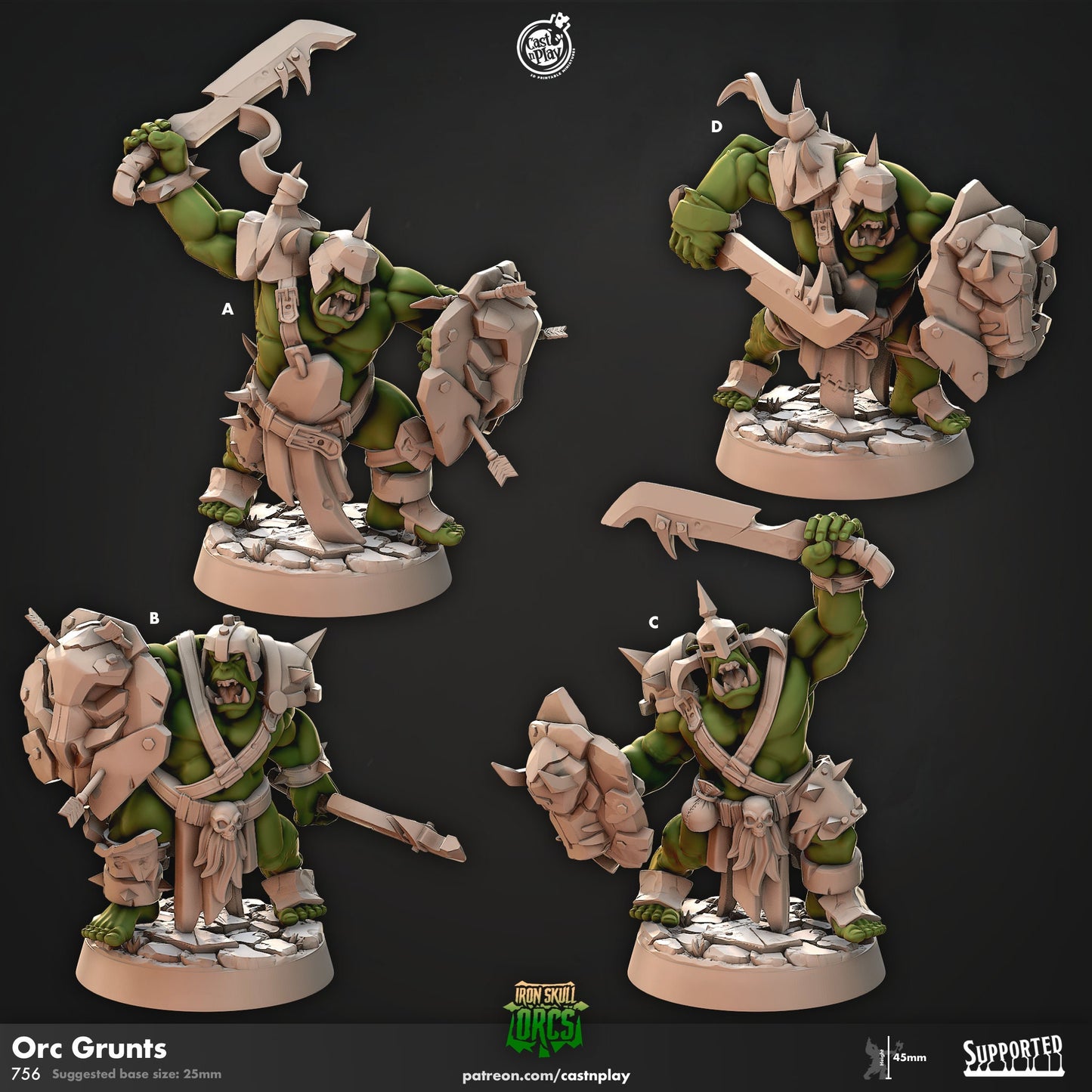 Ork Grunts | CastnPlay Miniatures | Compatible with D&D/AoS | Fantasy | Tabletop RPG
