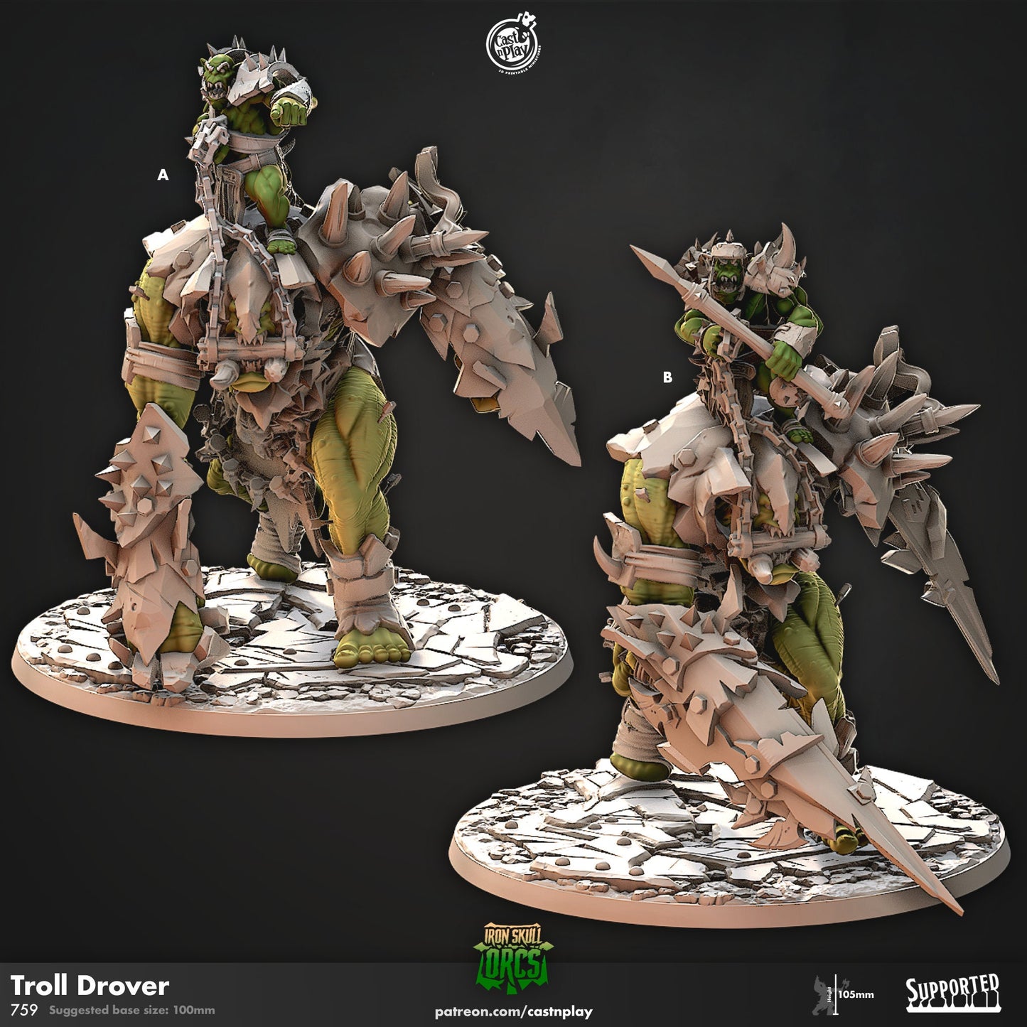 Ork Drover | CastnPlay Miniatures | Compatible with D&D/AoS | Fantasy | Tabletop RPG