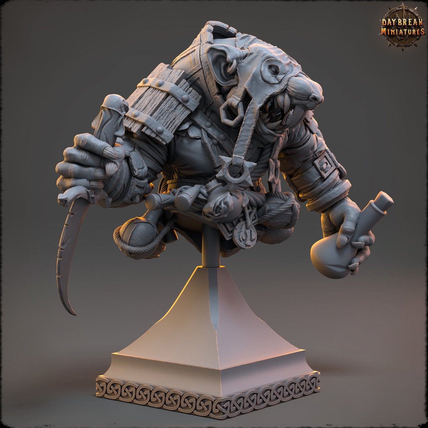 Ratmen Sinbad StrangeBlood Bust | DayBreak Miniatures | Compatible with D&D/AOS | Fantasy | Tabletop