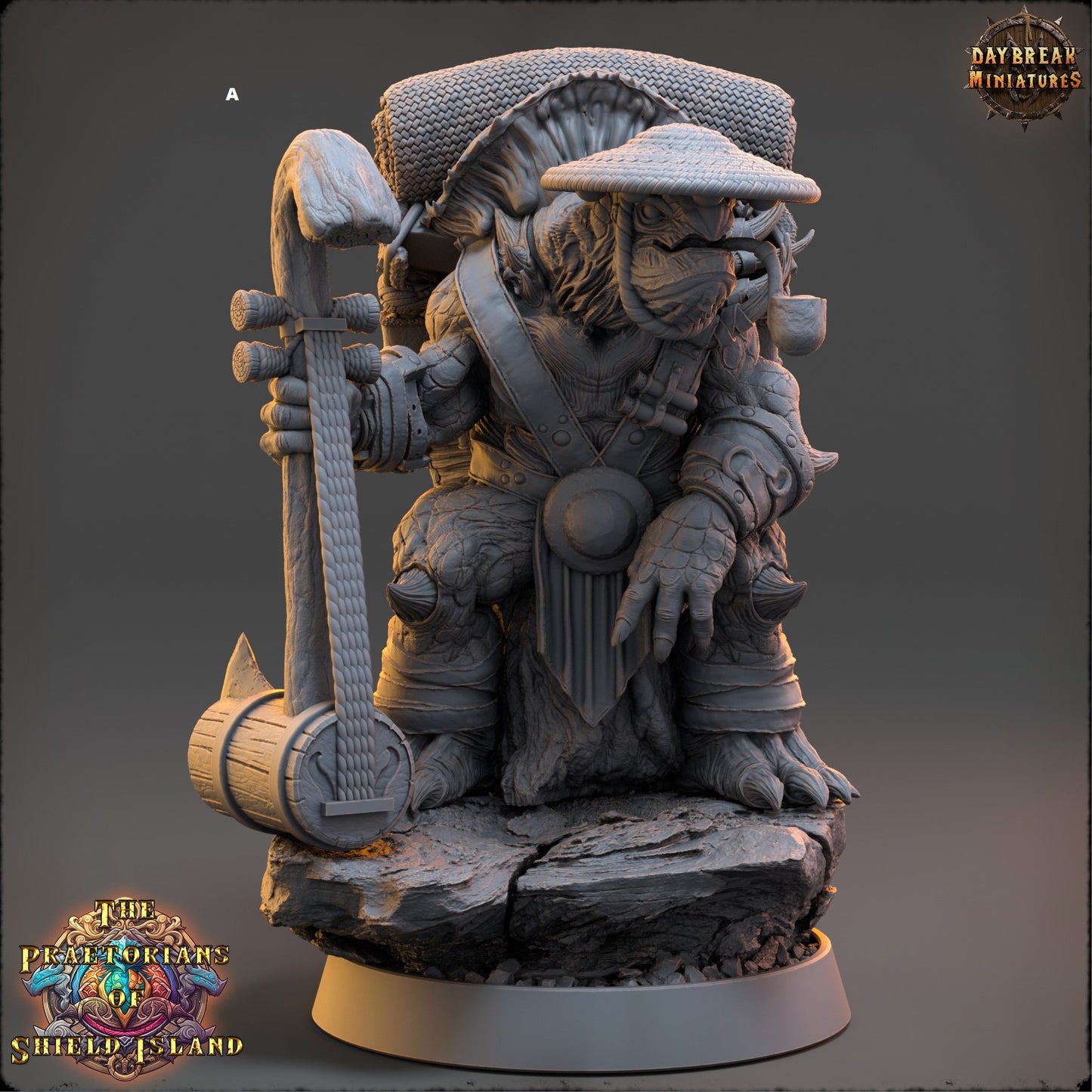 Shaman ShellBack Turtle | DayBreak Miniatures | Two Handed Weapons | Compatible with D&D/AOS | Fantasy | Tabletop RPG