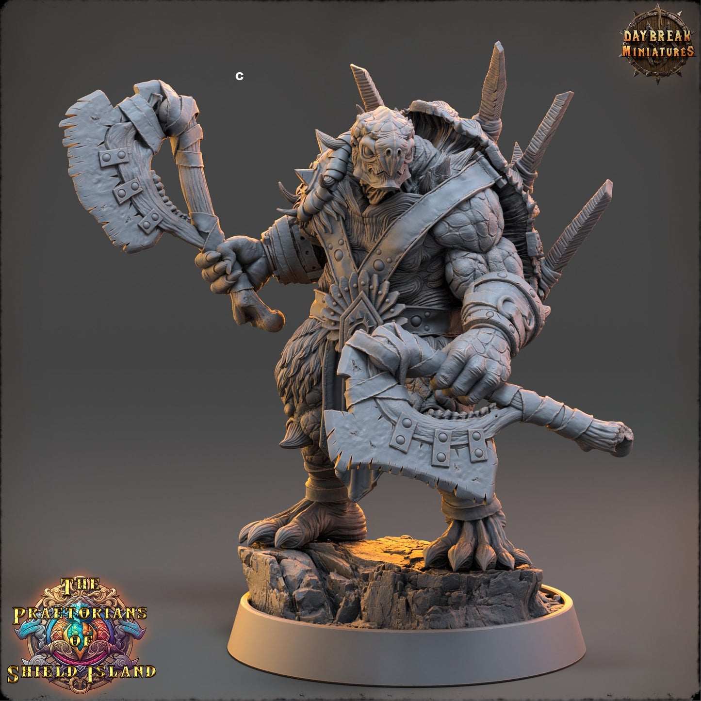 Warrior ShellBack Turtle Dual Weapons | DayBreak Miniatures | Two Handed Weapons | Compatible with D&D/AOS | Fantasy | Tabletop RPG