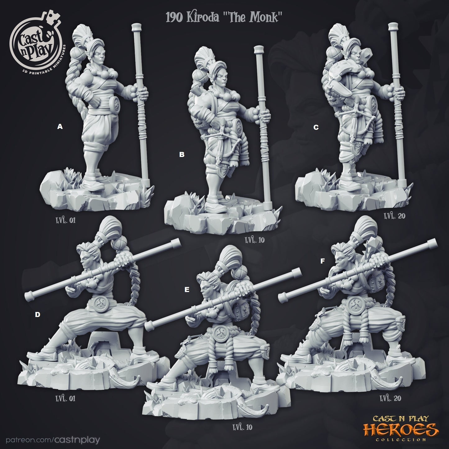 Female Elf Monk Kiroda | CastnPlay Miniatures | Compatible with D&D/AoS | Fantasy | Tabletop RPG