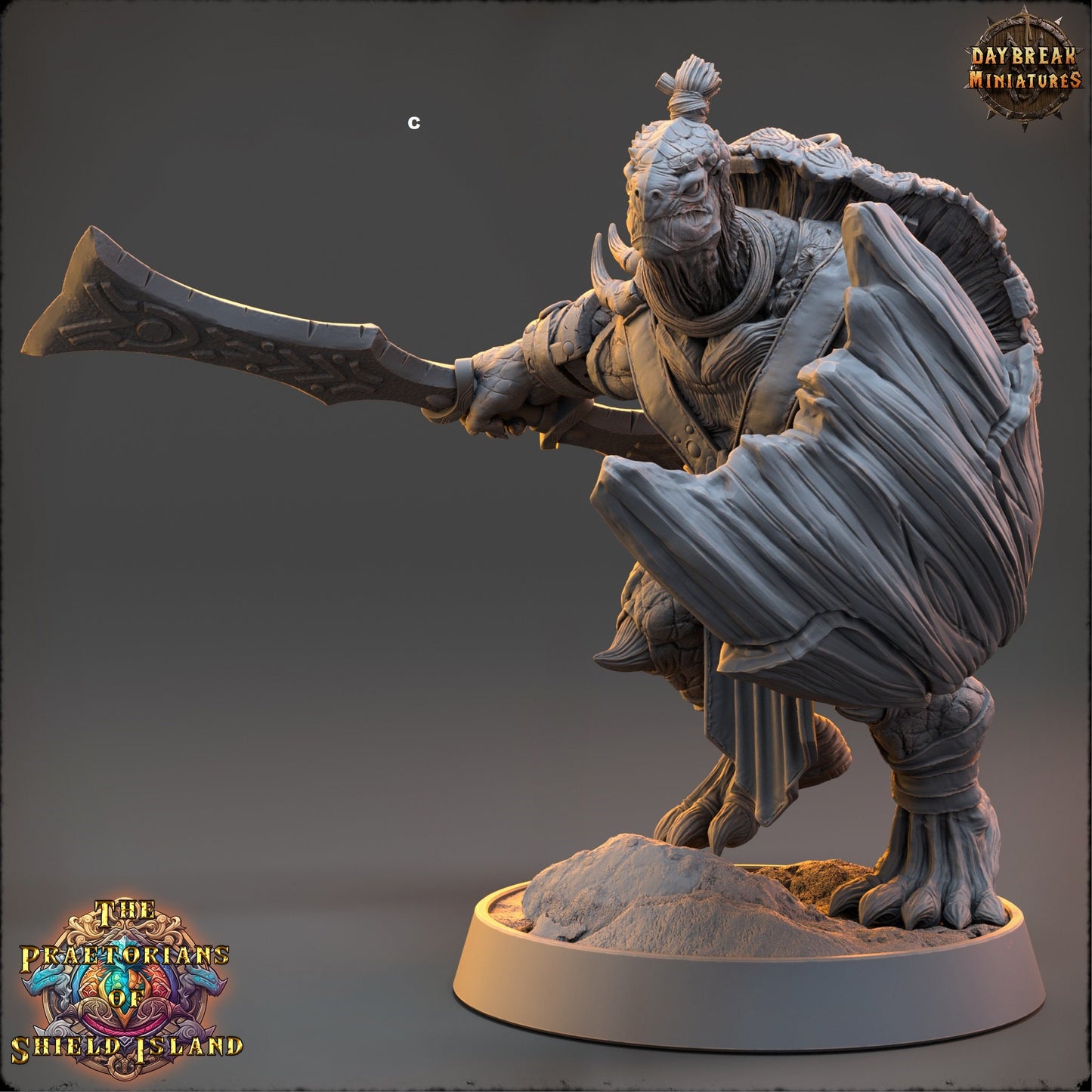 Warrior ShellBack Turtle Sword and Shield | DayBreak Miniatures | Two Handed Weapons | Compatible with D&D/AOS | Fantasy | Tabletop RPG
