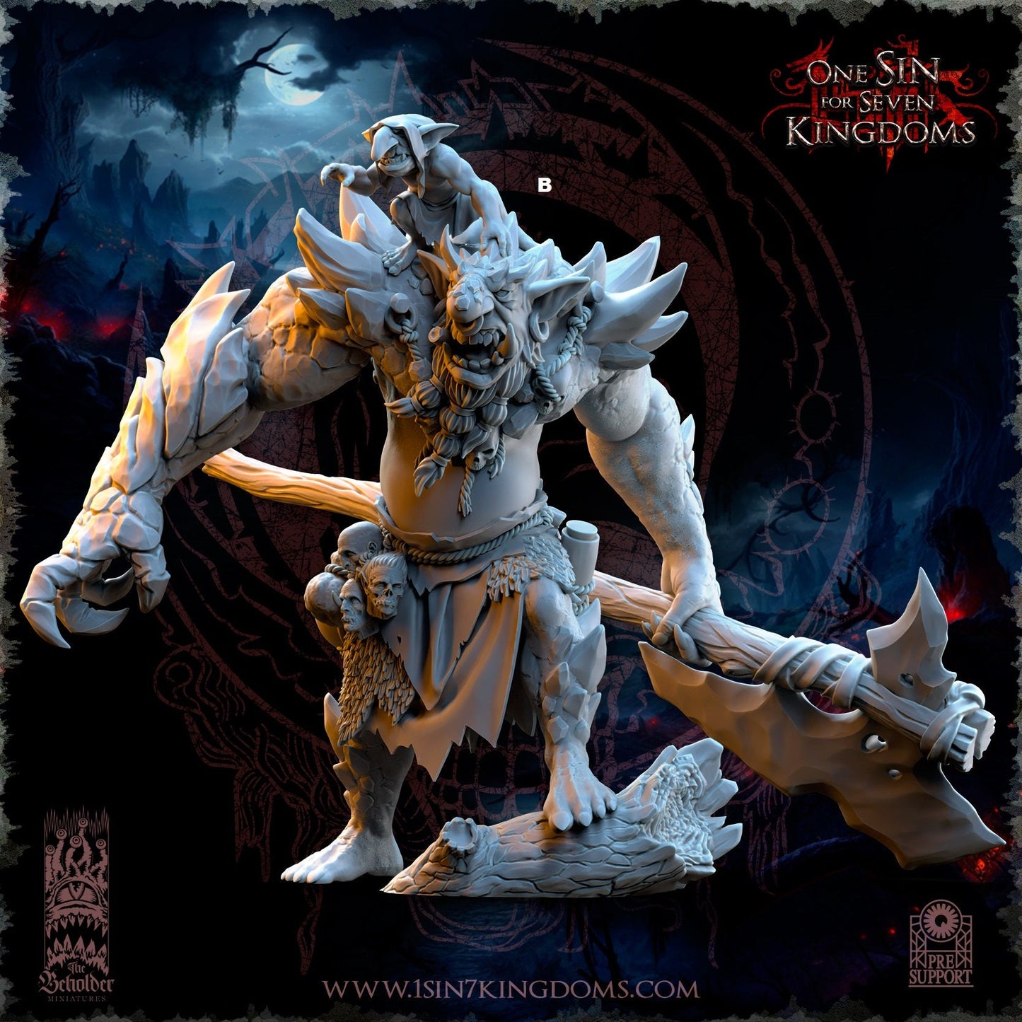 Krakham of the Rocks King Troll | The Beholder Miniatures | Compatible with D&D/AoS | Fantasy | Tabletop RPG