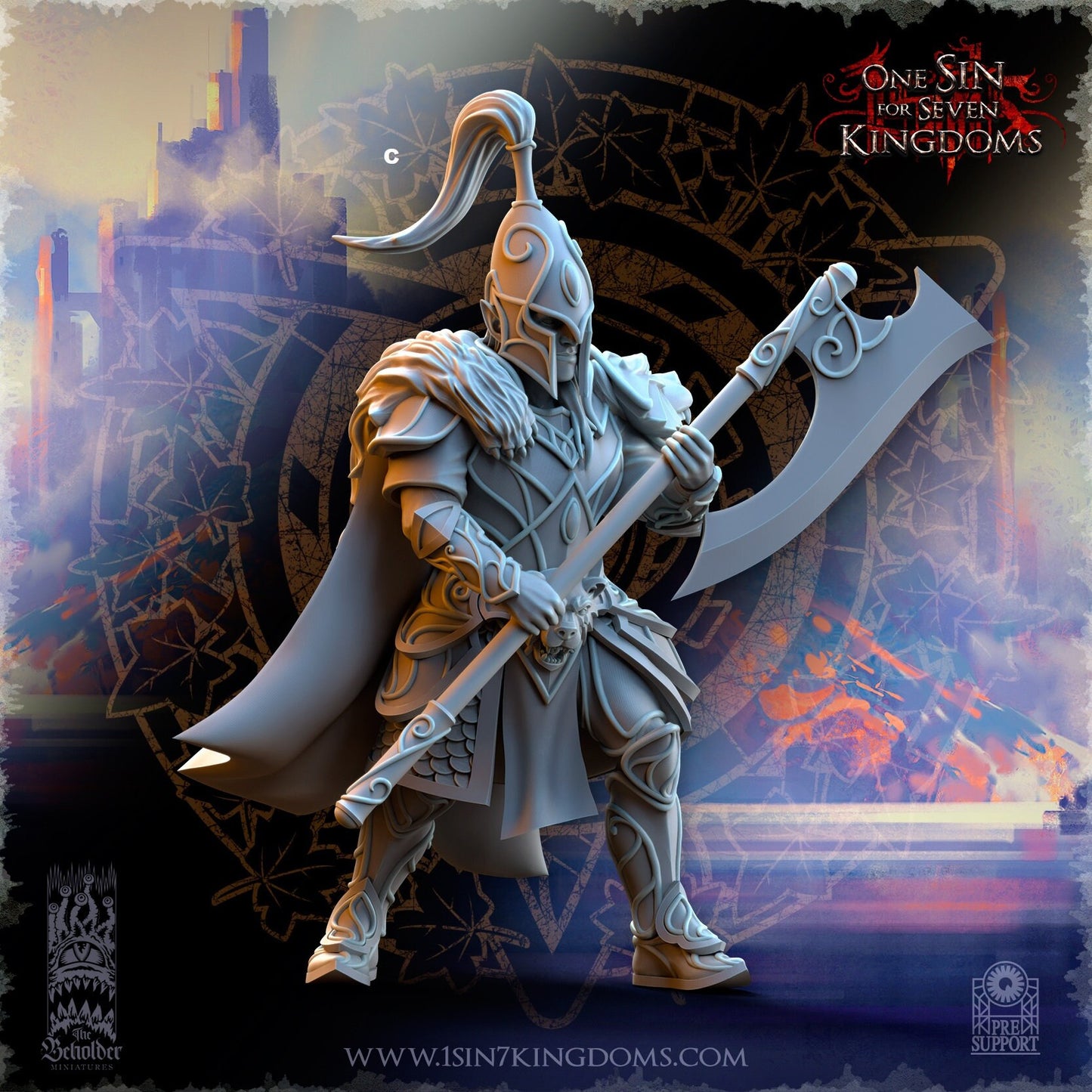 SilverMoor Elf Bear Guardian | The Beholder Miniatures | Compatible with D&D/AoS | Fantasy | Tabletop RPG