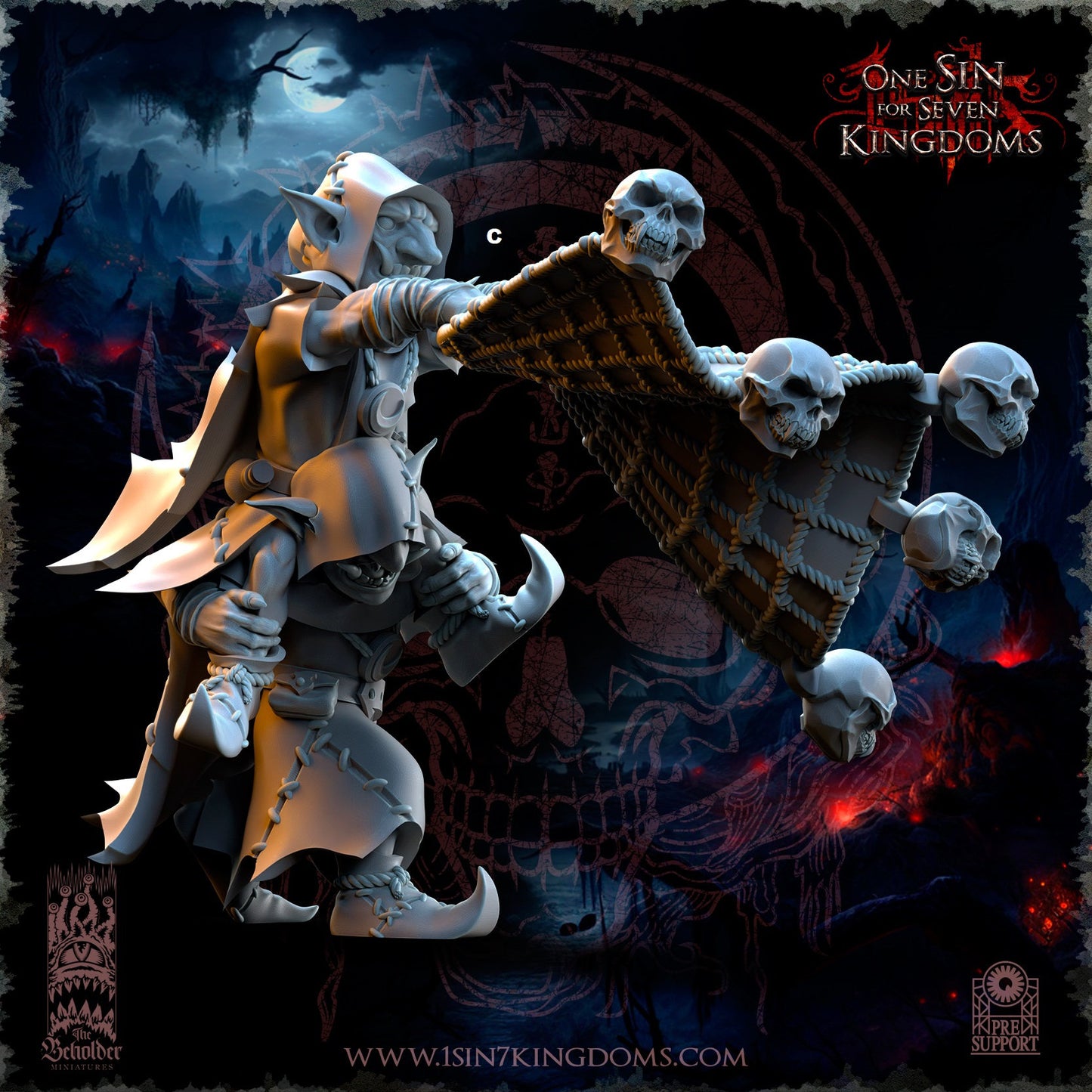 Black Horde Goblin Skull Net Throwers | The Beholder Miniatures | Compatible with D&D/AoS | Fantasy | Tabletop RPG