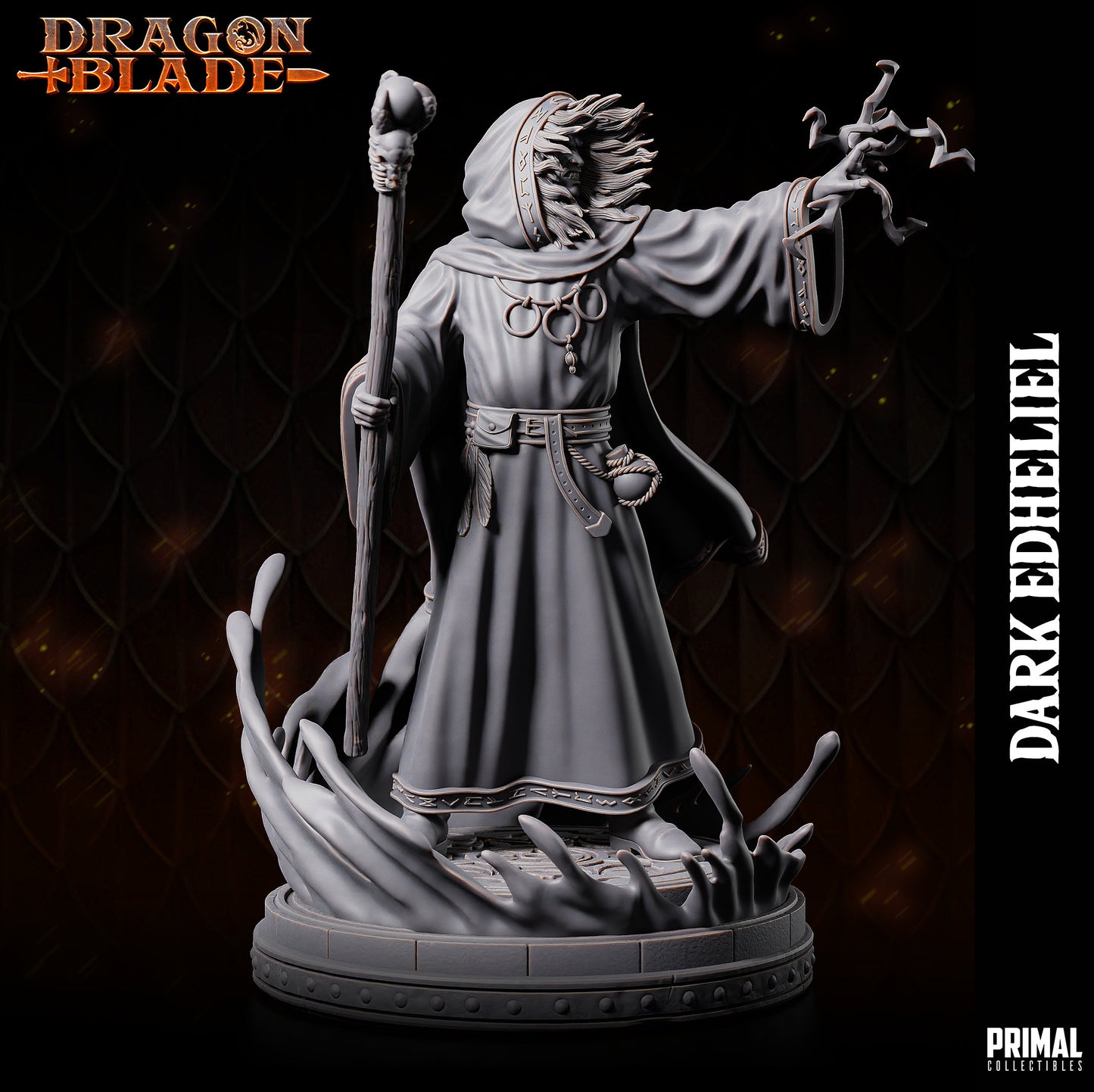 Dark Wizard Edheliel | Primal Collectibles | Compatible with D&D/AoS | Fantasy