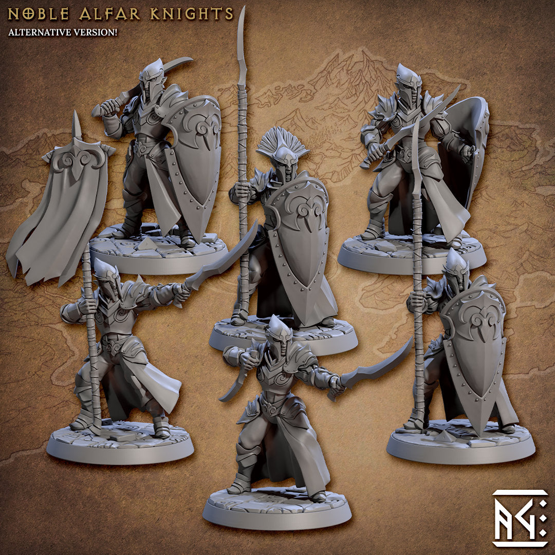 Noble Alfar Knights | Artisan Guild Miniatures | Compatible with D&D/AoS | Fantasy | Tabletop RPG