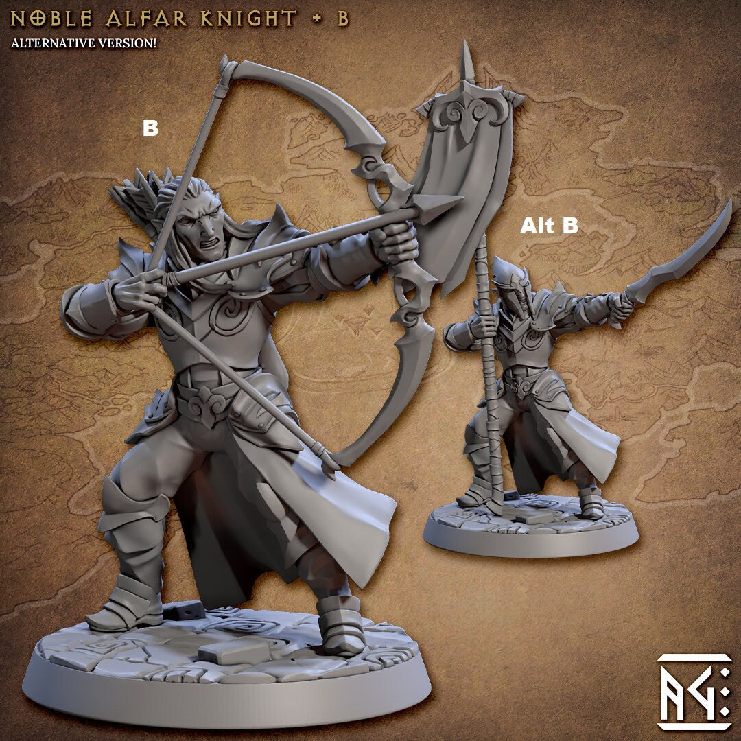 Noble Alfar Knights | Artisan Guild Miniatures | Compatible with D&D/AoS | Fantasy | Tabletop RPG