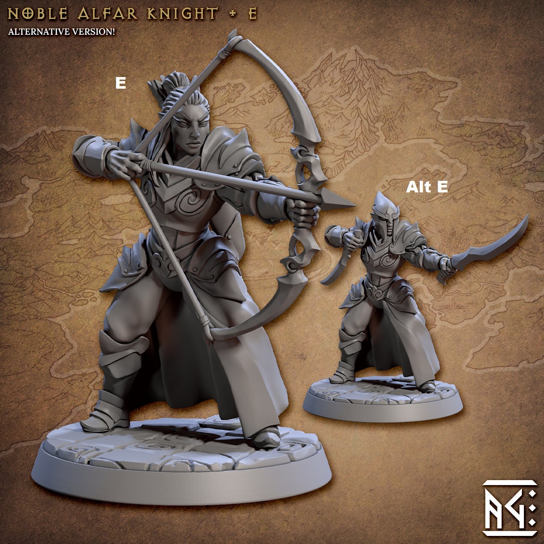Noble Alfar Knights | Artisan Guild Miniatures | Compatible with D&D/AoS | Fantasy | Tabletop RPG