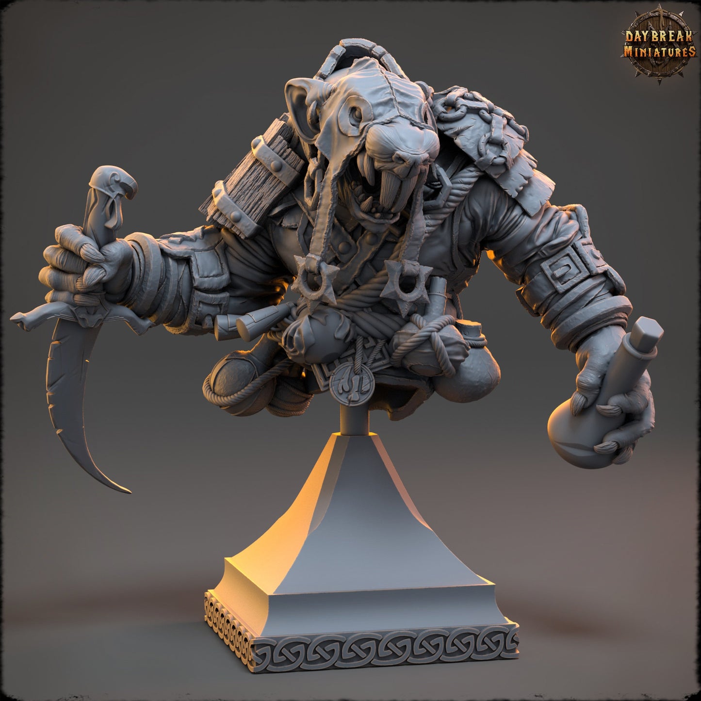 Ratmen Sinbad StrangeBlood Bust | DayBreak Miniatures | Compatible with D&D/AOS | Fantasy | Tabletop