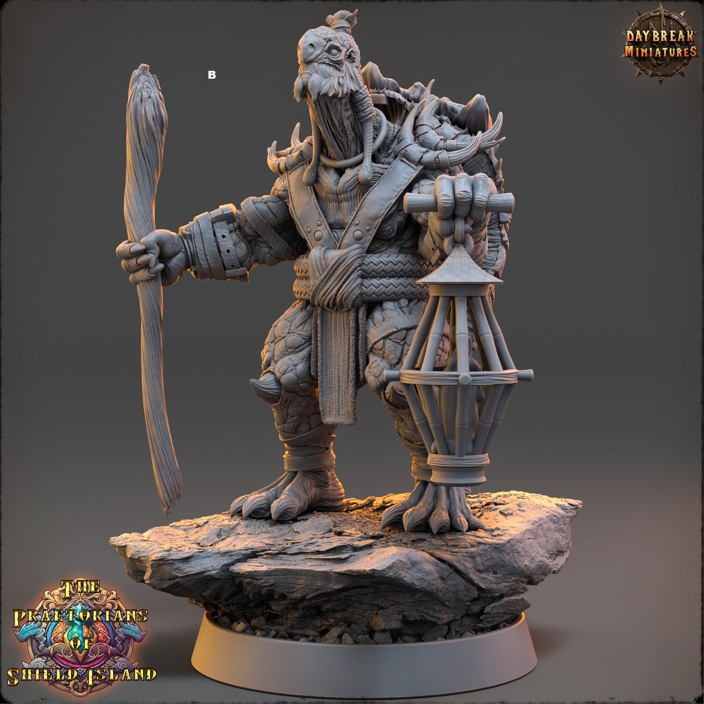 Shaman ShellBack Turtle | DayBreak Miniatures | Two Handed Weapons | Compatible with D&D/AOS | Fantasy | Tabletop RPG