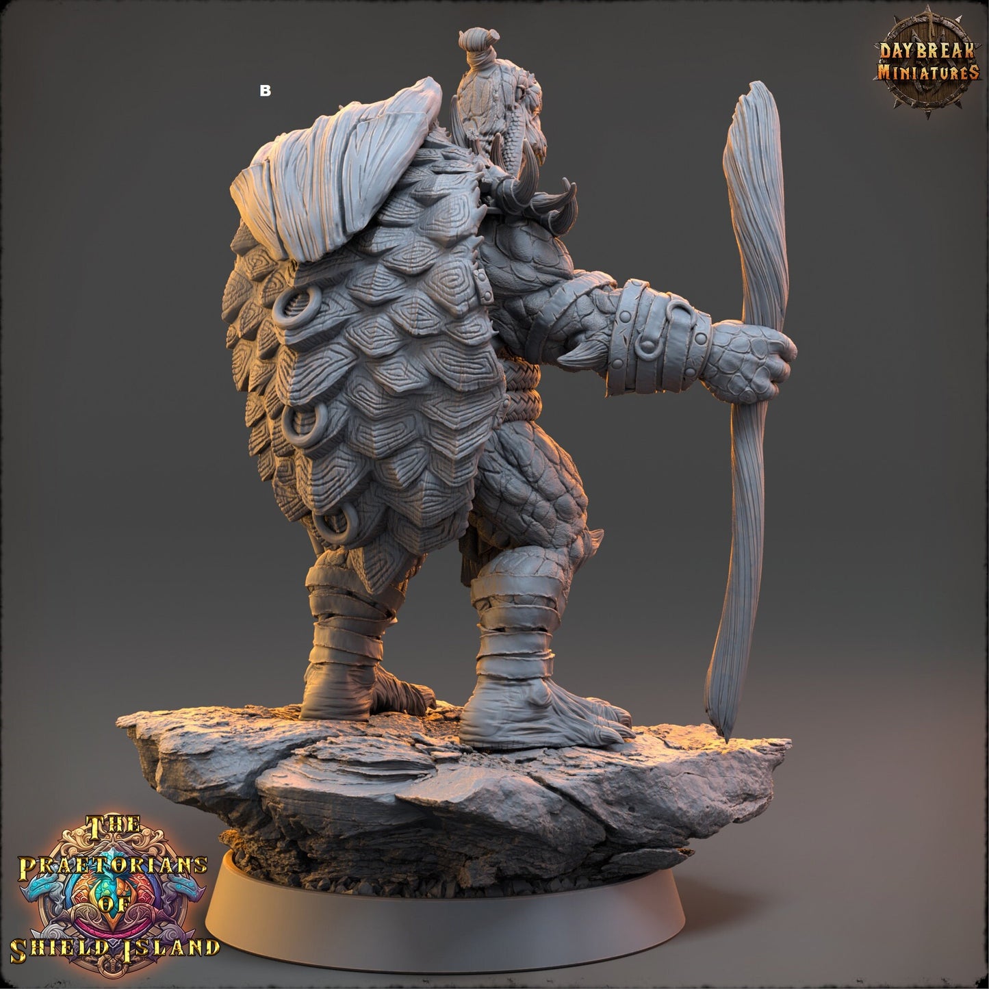 Shaman ShellBack Turtle | DayBreak Miniatures | Two Handed Weapons | Compatible with D&D/AOS | Fantasy | Tabletop RPG