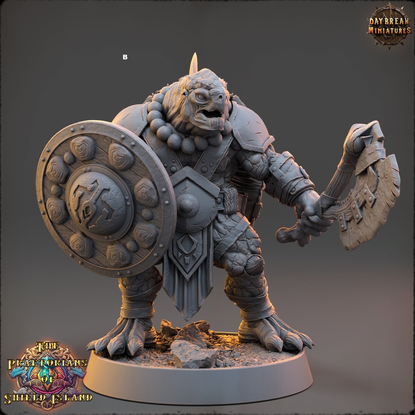 Warrior ShellBack Turtle Sword and Shield | DayBreak Miniatures | Two Handed Weapons | Compatible with D&D/AOS | Fantasy | Tabletop RPG