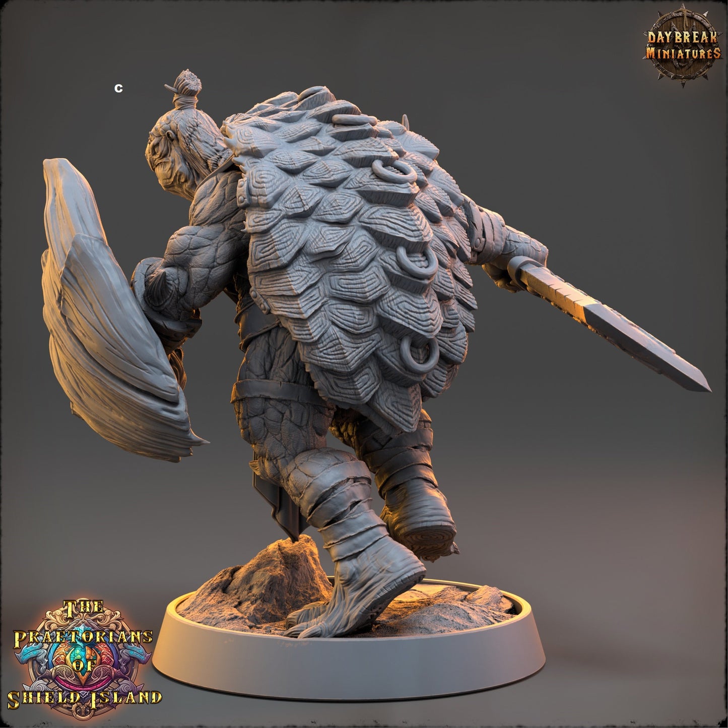 Warrior ShellBack Turtle Sword and Shield | DayBreak Miniatures | Two Handed Weapons | Compatible with D&D/AOS | Fantasy | Tabletop RPG