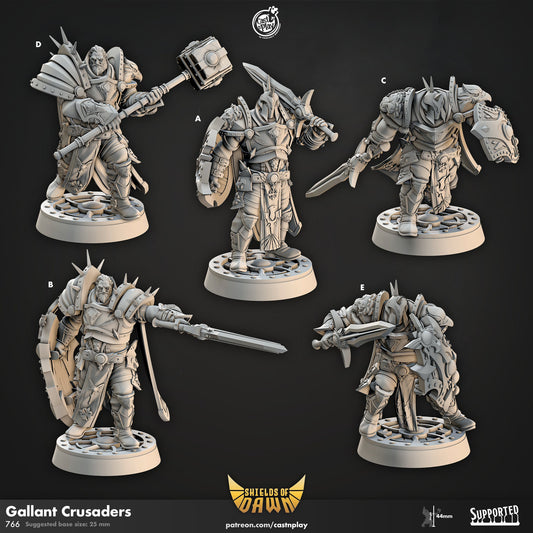 Gallant Crusader Shields of Dawn | CastnPlay | Compatible with D&D/AoS | Fantasy