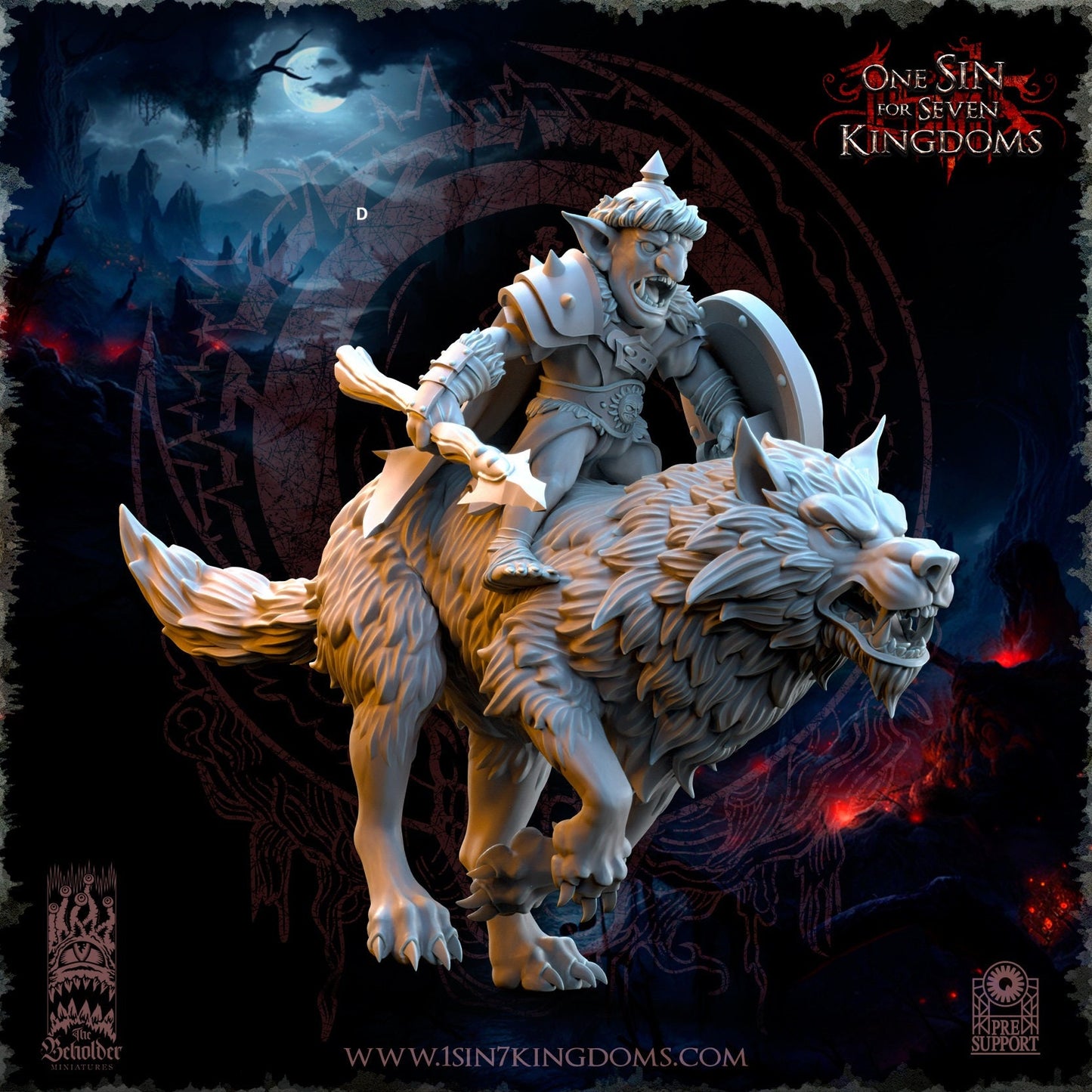 Goblin Desert Wolf Rider with Spear | The Beholder Miniatures | Compatible with D&D/AoS | Fantasy | Tabletop RPG
