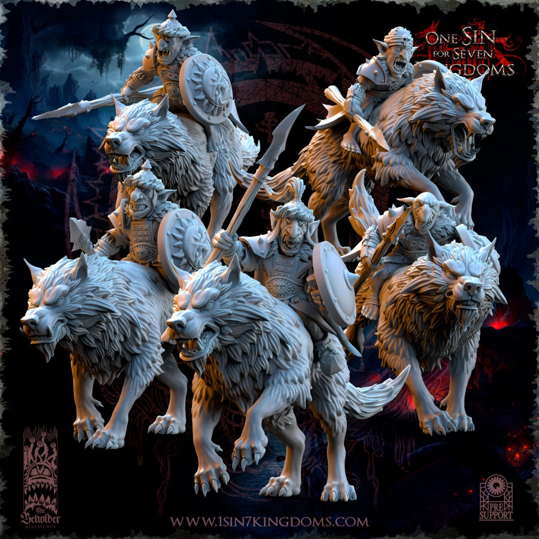Goblin Desert Wolf Rider with Spear | The Beholder Miniatures | Compatible with D&D/AoS | Fantasy | Tabletop RPG