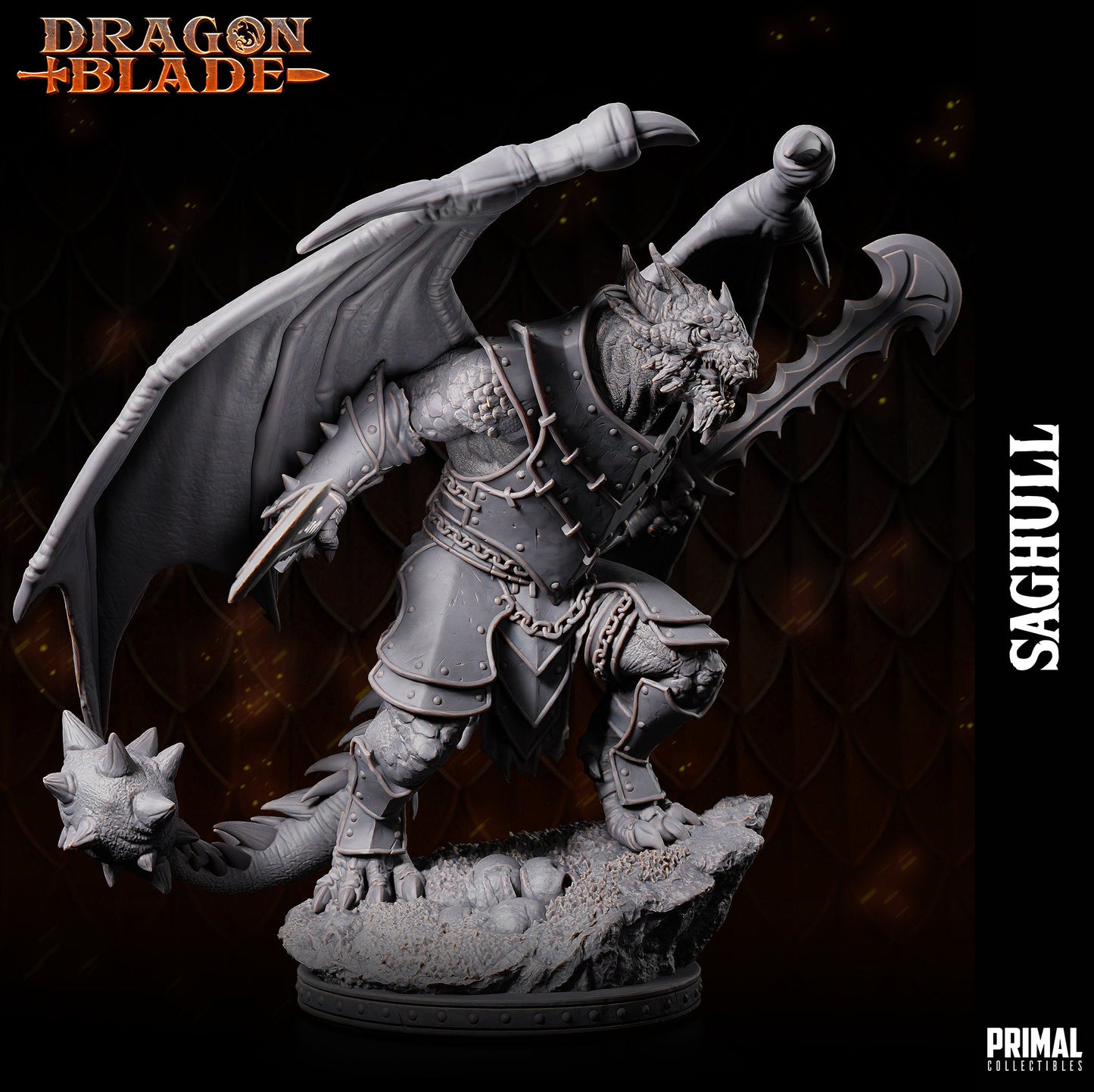 Draconian Warlord Saghull | Primal Collectibles | Compatible with D&D/AoS | Fantasy