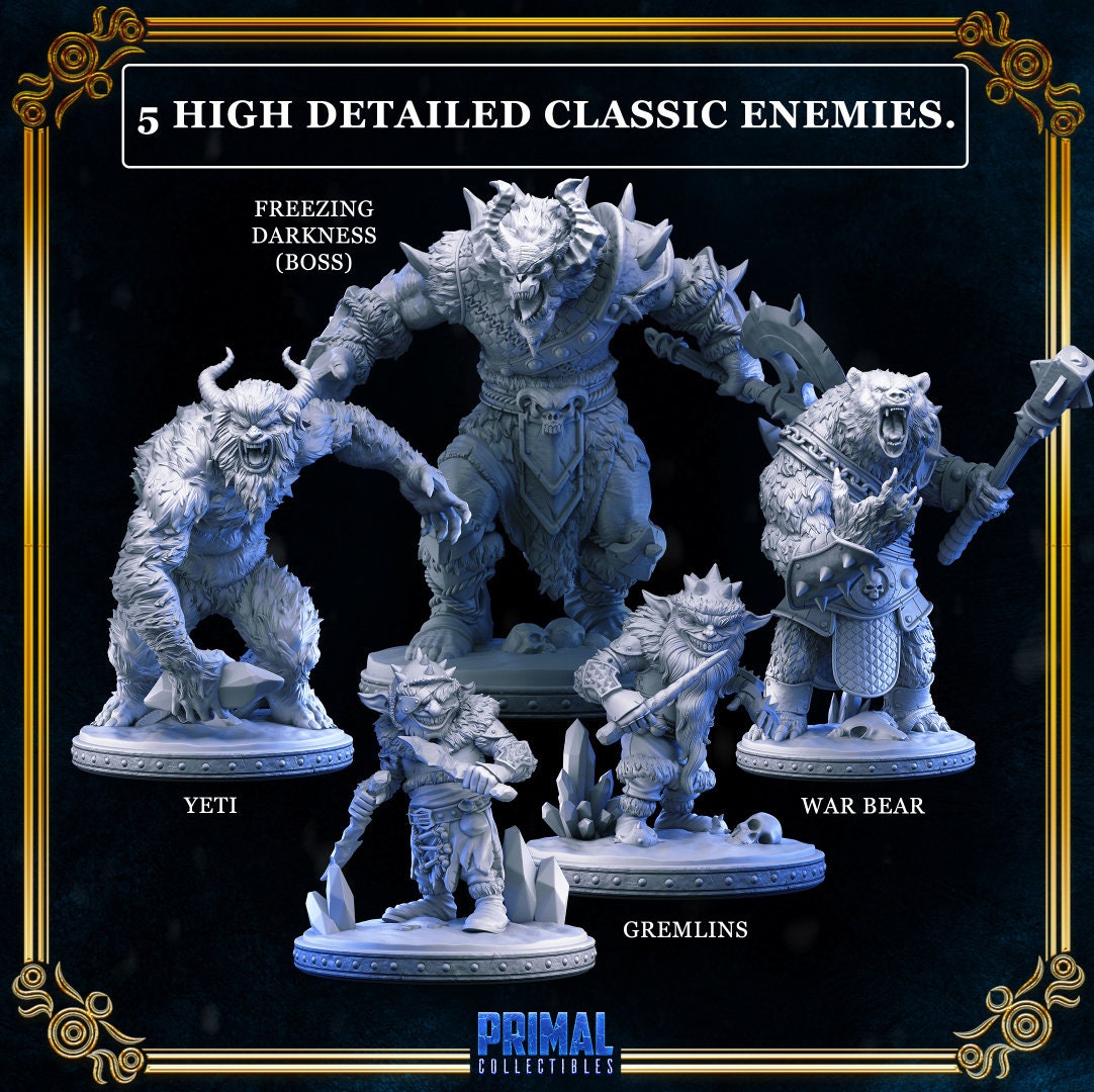 Masters of Dungeon Quest Expansion Freezing Darkness | Full Set | Primal Collectibles | Compatible with D&D/AoS | Fantasy