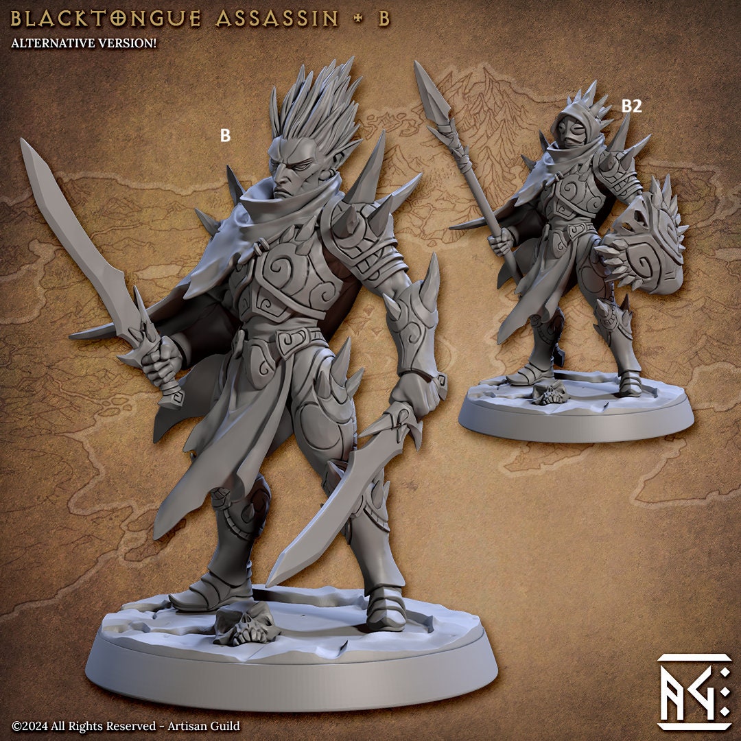 Elf Assassin Blacktongue | Artisan Guild Miniatures | Compatible with D&D/AoS | Fantasy | Tabletop RPG