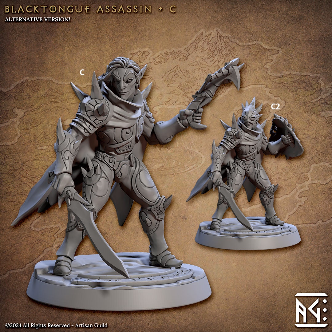 Elf Assassin Blacktongue | Artisan Guild Miniatures | Compatible with D&D/AoS | Fantasy | Tabletop RPG