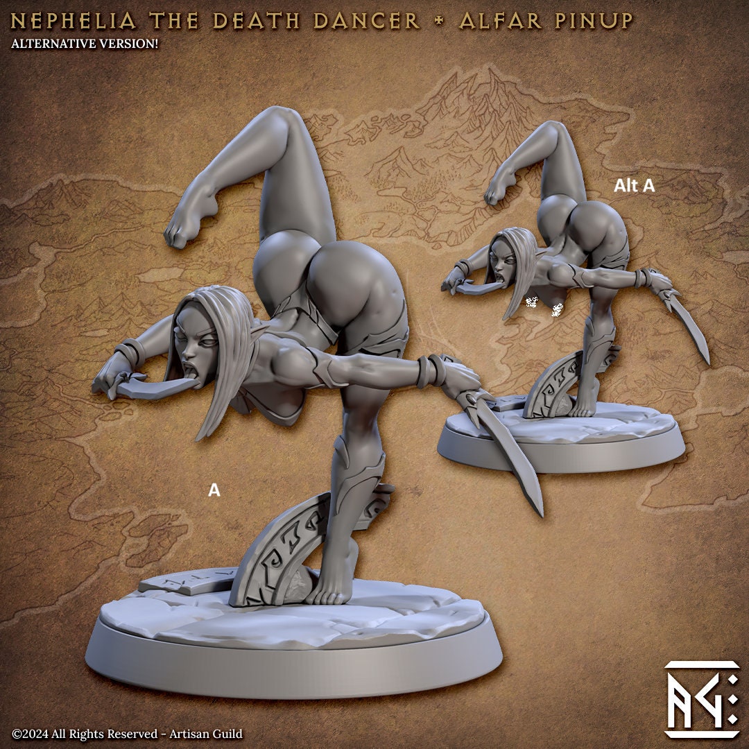 Female Elf Nephelia the Death Dancer | Artisan Guild Miniatures | Compatible with D&D/AoS | Fantasy | Tabletop RPG