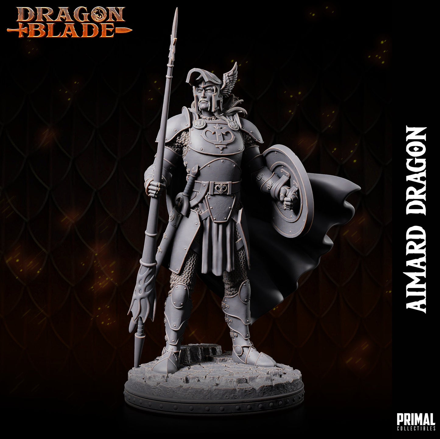 Human Fighter Aimard Dragon | Primal Collectibles | Compatible with D&D/AoS | Fantasy