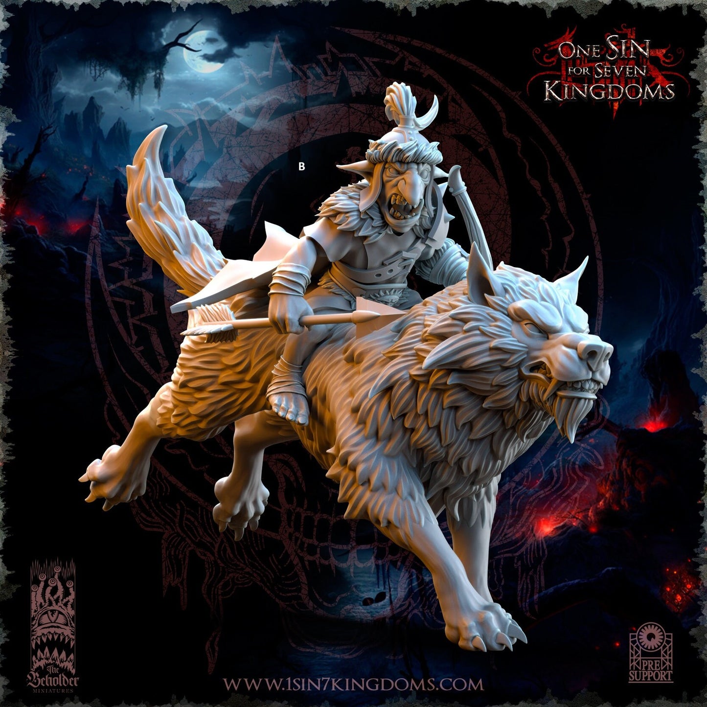 Goblin Desert Wolf Rider Archer | The Beholder Miniatures | Compatible with D&D/AoS | Fantasy | Tabletop RPG