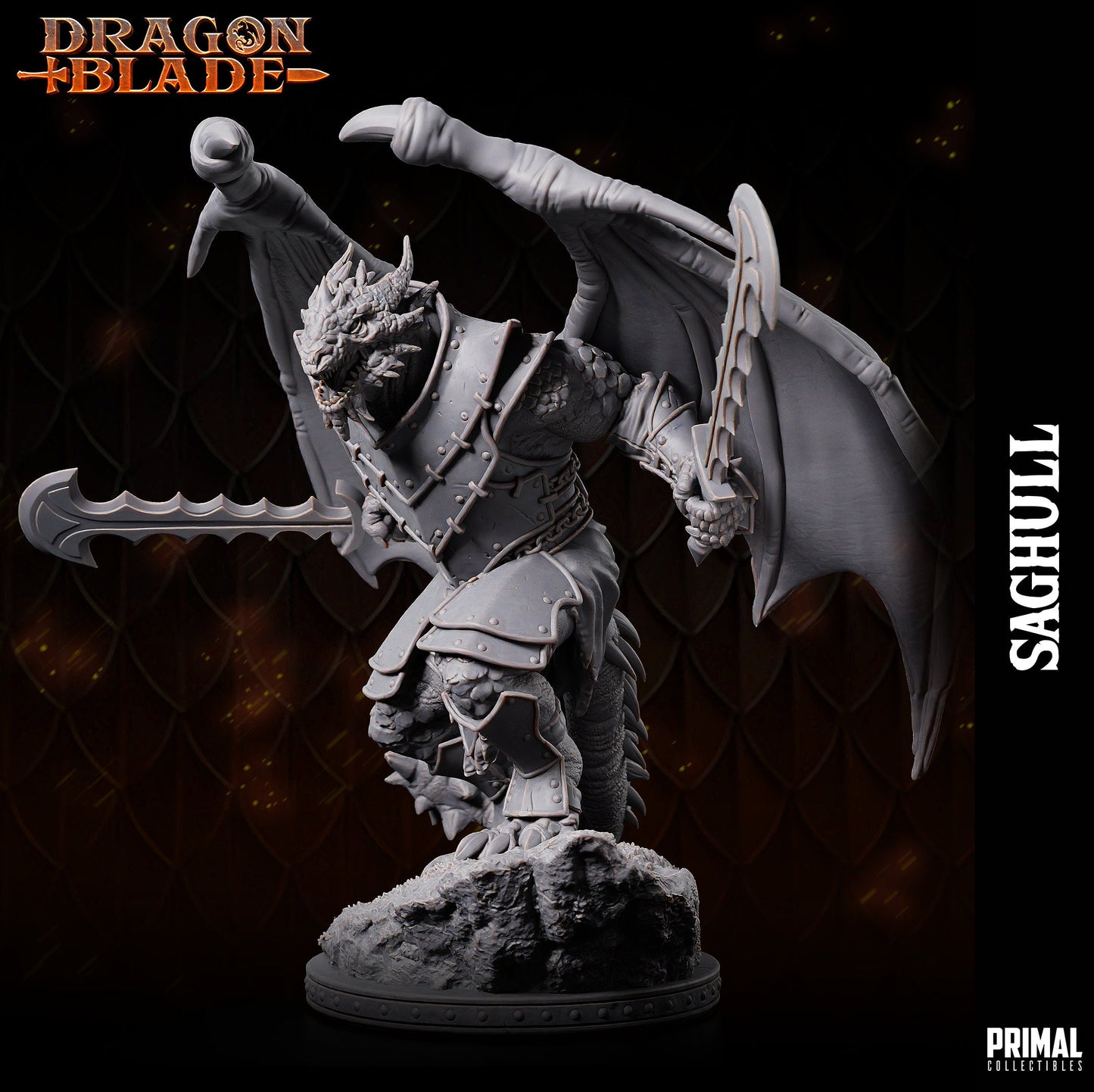 Draconian Warlord Saghull | Primal Collectibles | Compatible with D&D/AoS | Fantasy