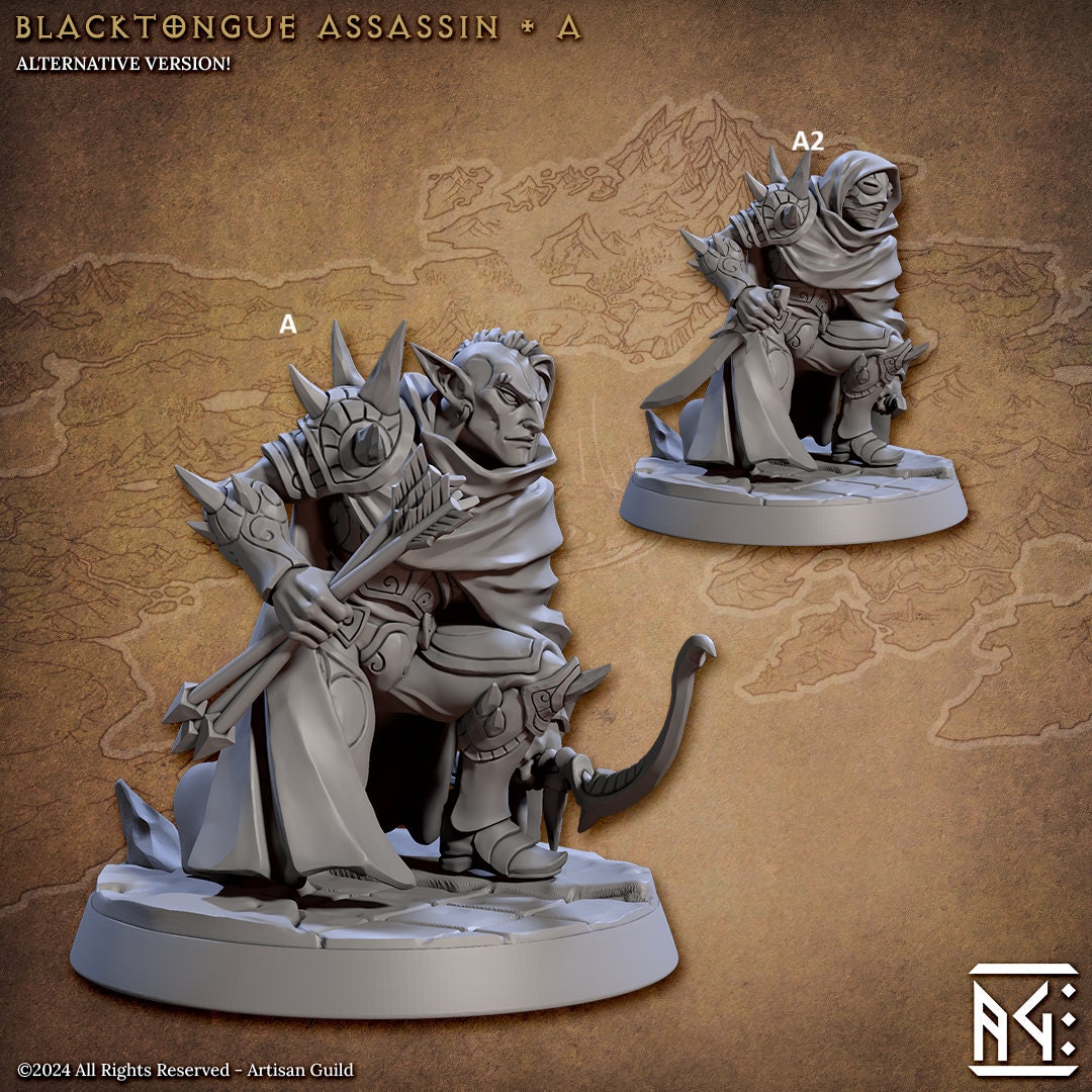 Elf Assassin Blacktongue | Artisan Guild Miniatures | Compatible with D&D/AoS | Fantasy | Tabletop RPG