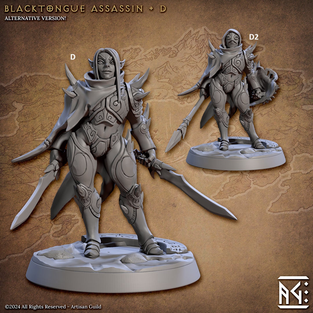 Elf Assassin Blacktongue | Artisan Guild Miniatures | Compatible with D&D/AoS | Fantasy | Tabletop RPG