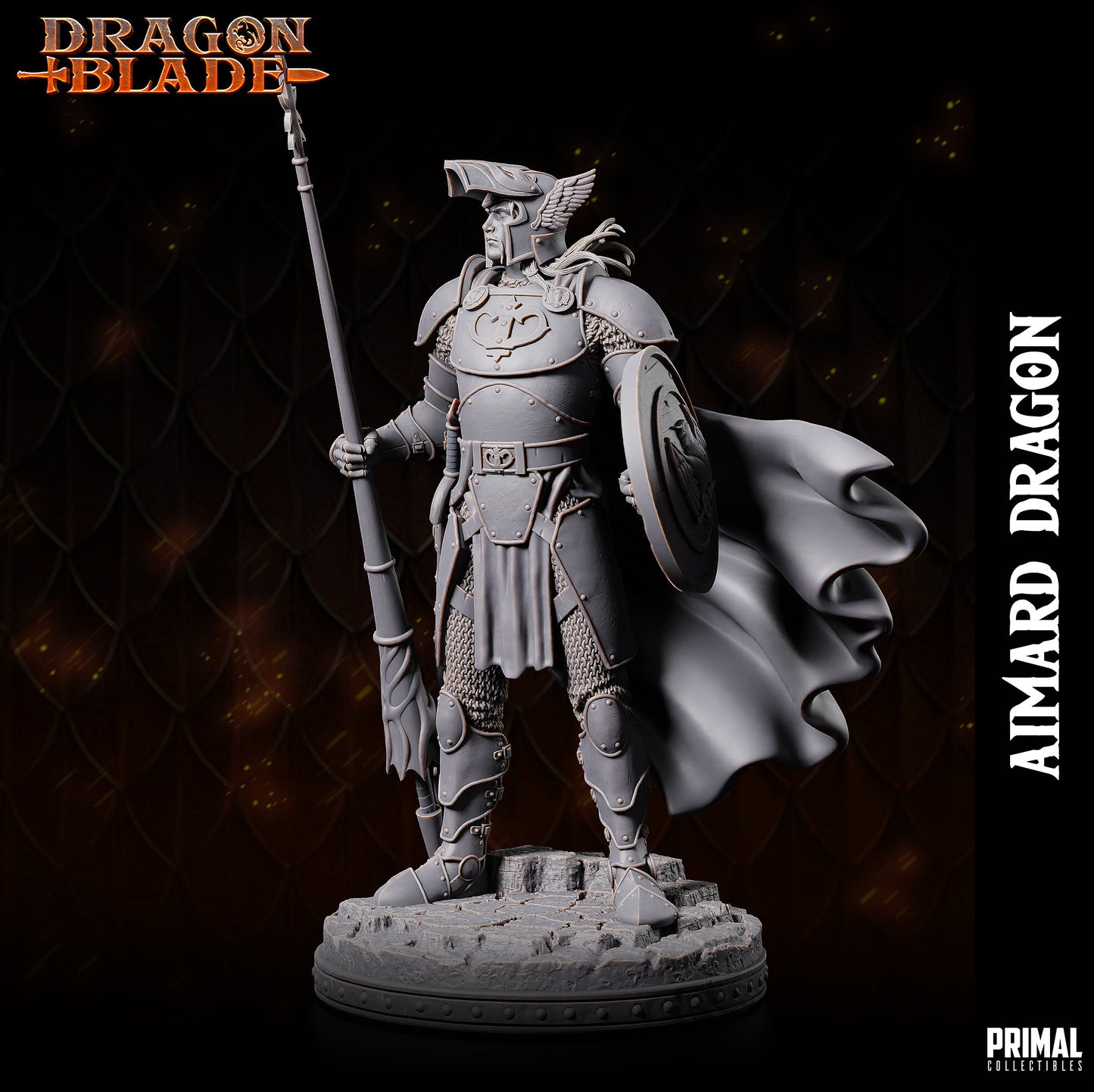 Human Fighter Aimard Dragon | Primal Collectibles | Compatible with D&D/AoS | Fantasy