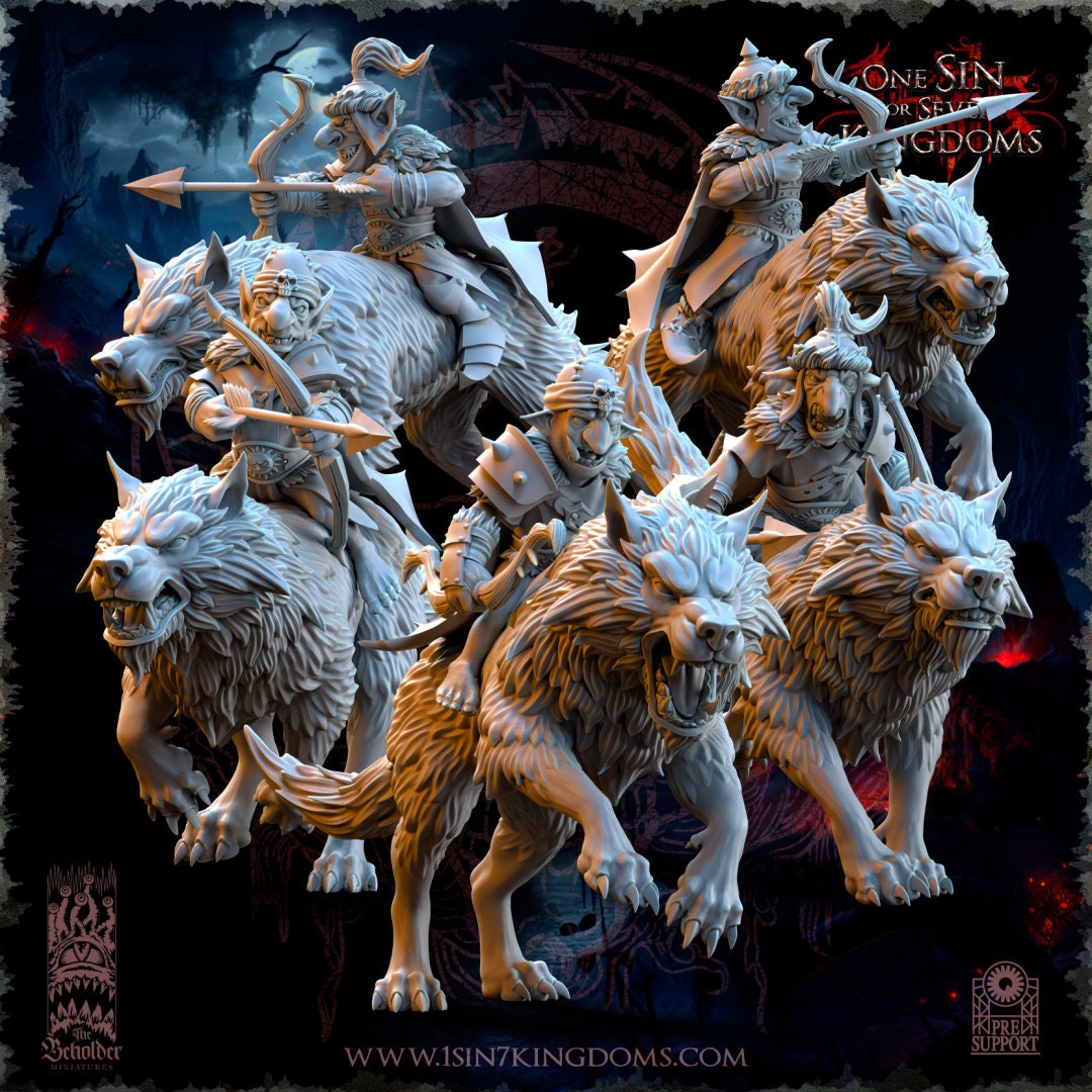 Goblin Desert Wolf Rider Archer | The Beholder Miniatures | Compatible with D&D/AoS | Fantasy | Tabletop RPG