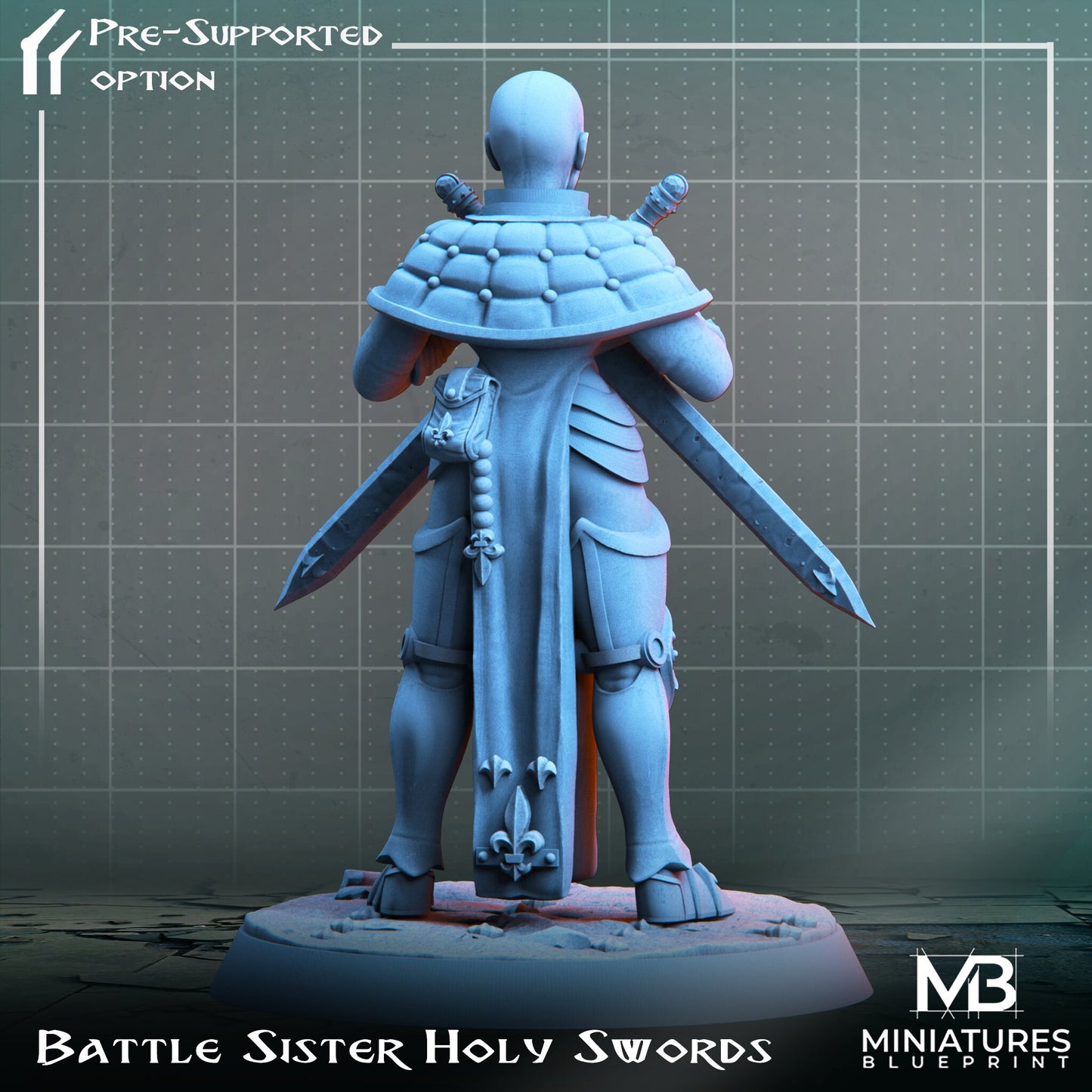 Holy Battle Sister | Miniatures Blueprint | Compatible with D&D/AoS | Fantasy