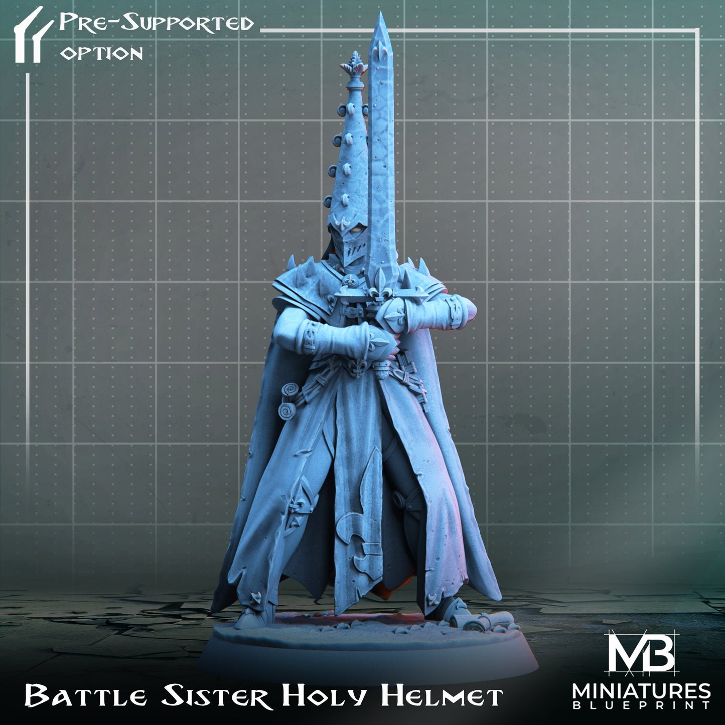 Holy Battle Sister | Miniatures Blueprint | Compatible with D&D/AoS | Fantasy