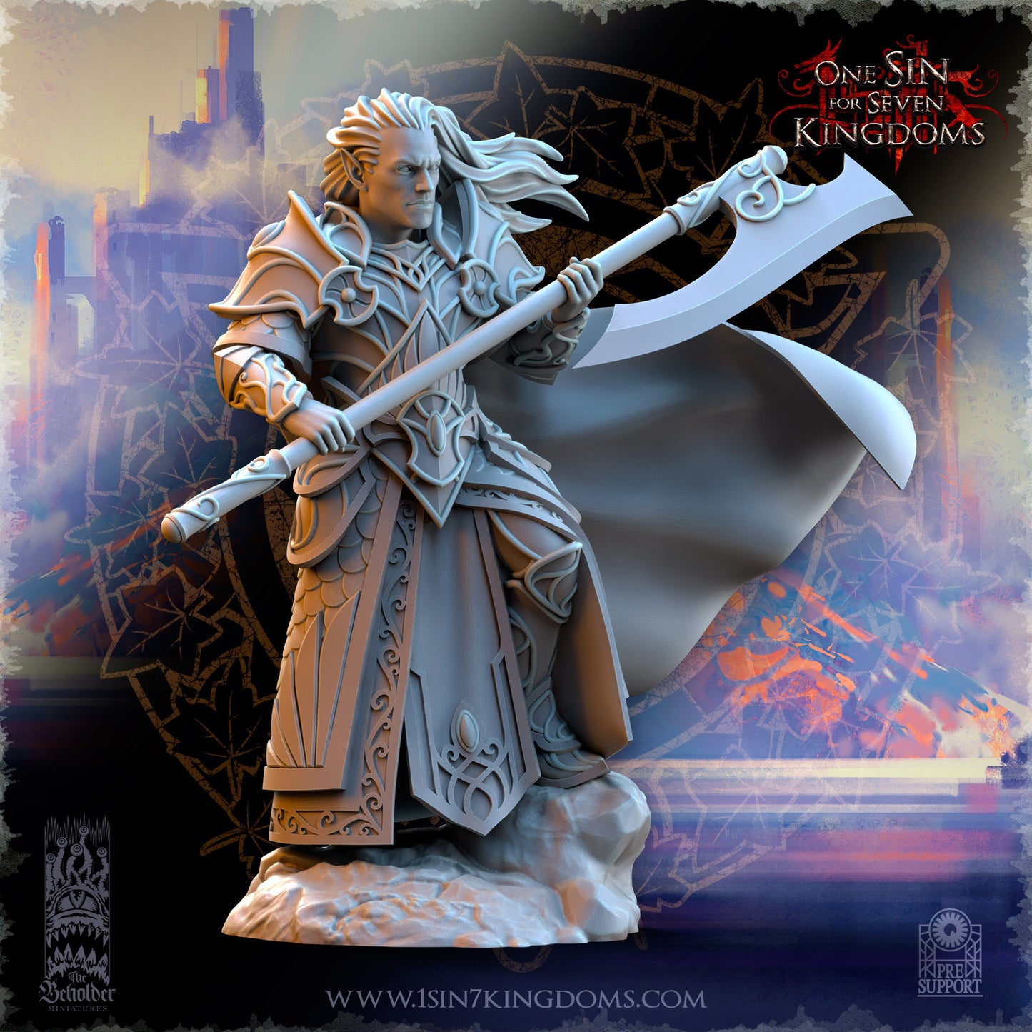 SilverMoor Elf Commander Polomhir | The Beholder Miniatures | Compatible with D&D/AoS | Fantasy | Tabletop RPG