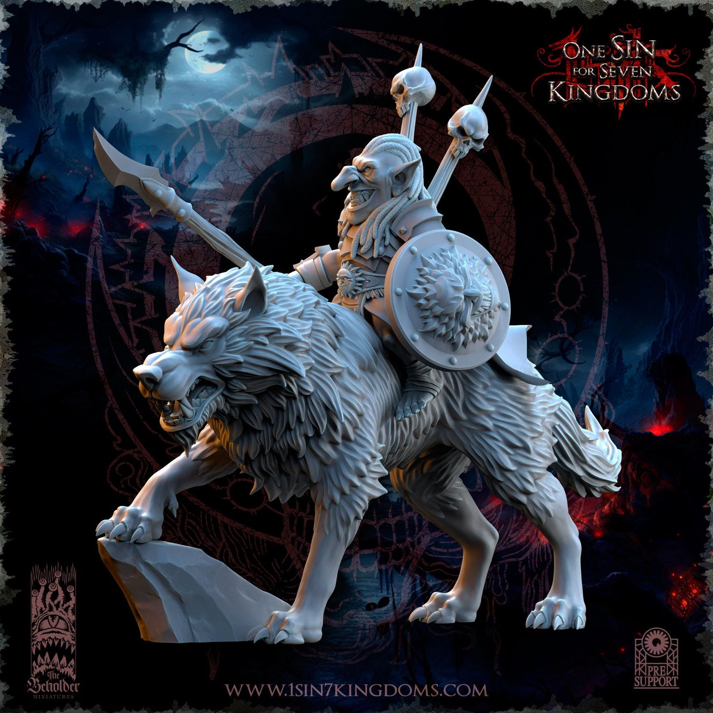 Goblin Desert Wolf Rider Commander | The Beholder Miniatures | Compatible with D&D/AoS | Fantasy | Tabletop RPG