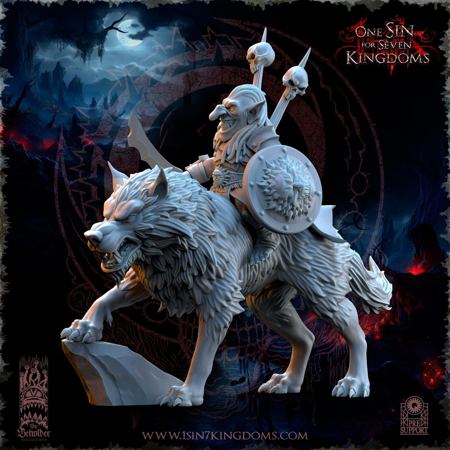Goblin Desert Wolf Rider Commander | The Beholder Miniatures | Compatible with D&D/AoS | Fantasy | Tabletop RPG