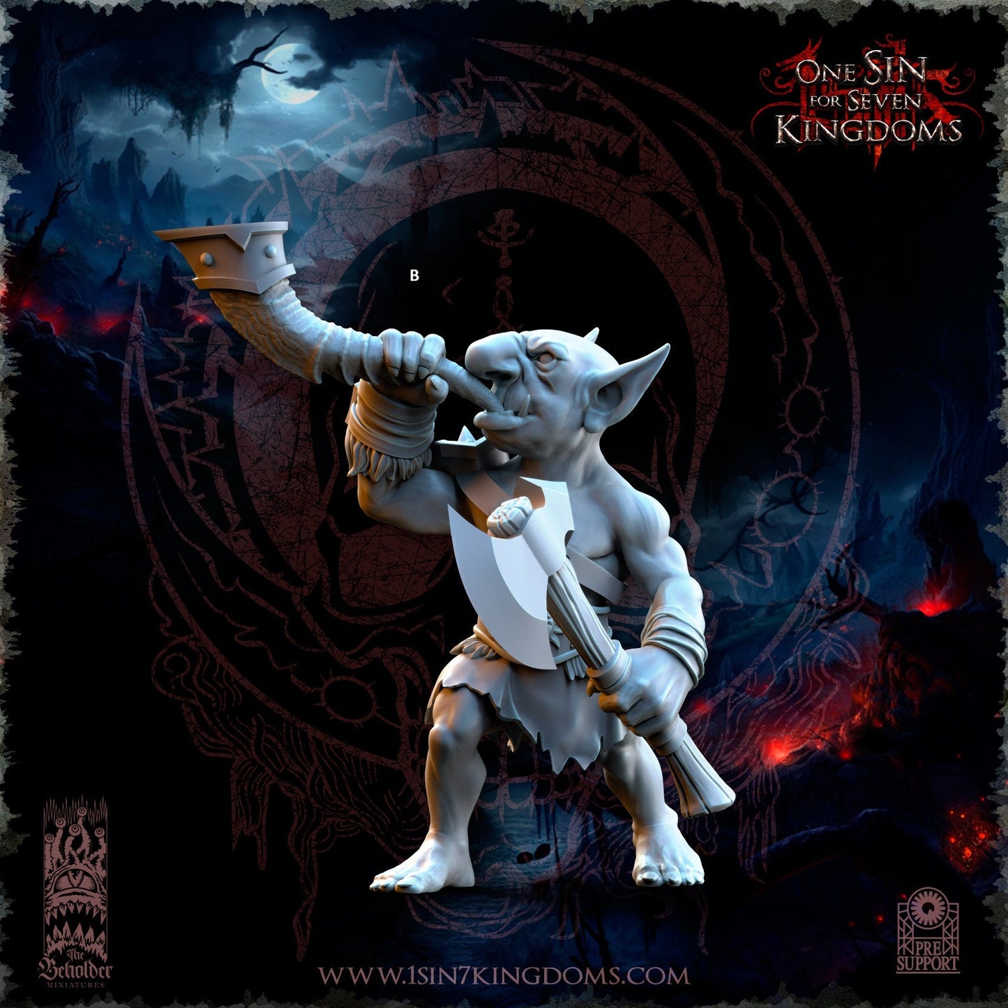 Black Horde Desert Goblin Command | The Beholder Miniatures | Compatible with D&D/AoS | Fantasy | Tabletop RPG