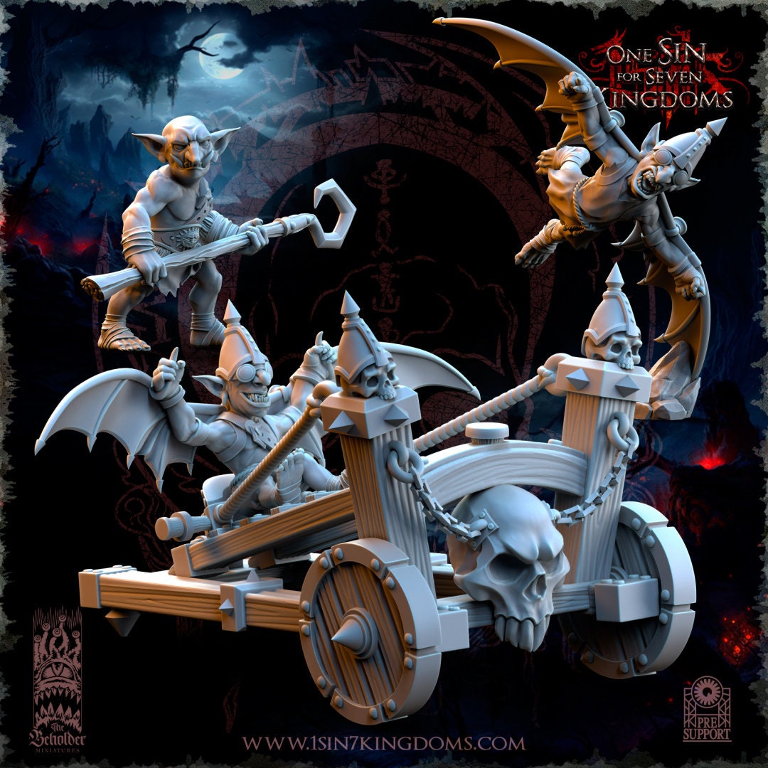Black Horde Goblin Slingshot of Doom | The Beholder Miniatures | Compatible with D&D/AoS | Fantasy | Tabletop RPG