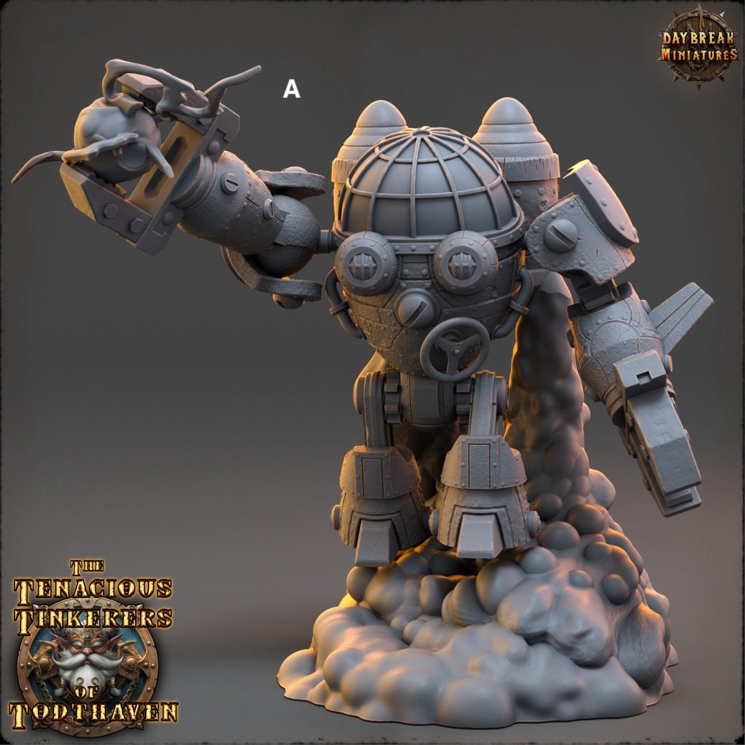 Tenacious Gnome Mech Construct | DayBreak Miniatures | Compatible with D&D/AOS | Fantasy | Tabletop