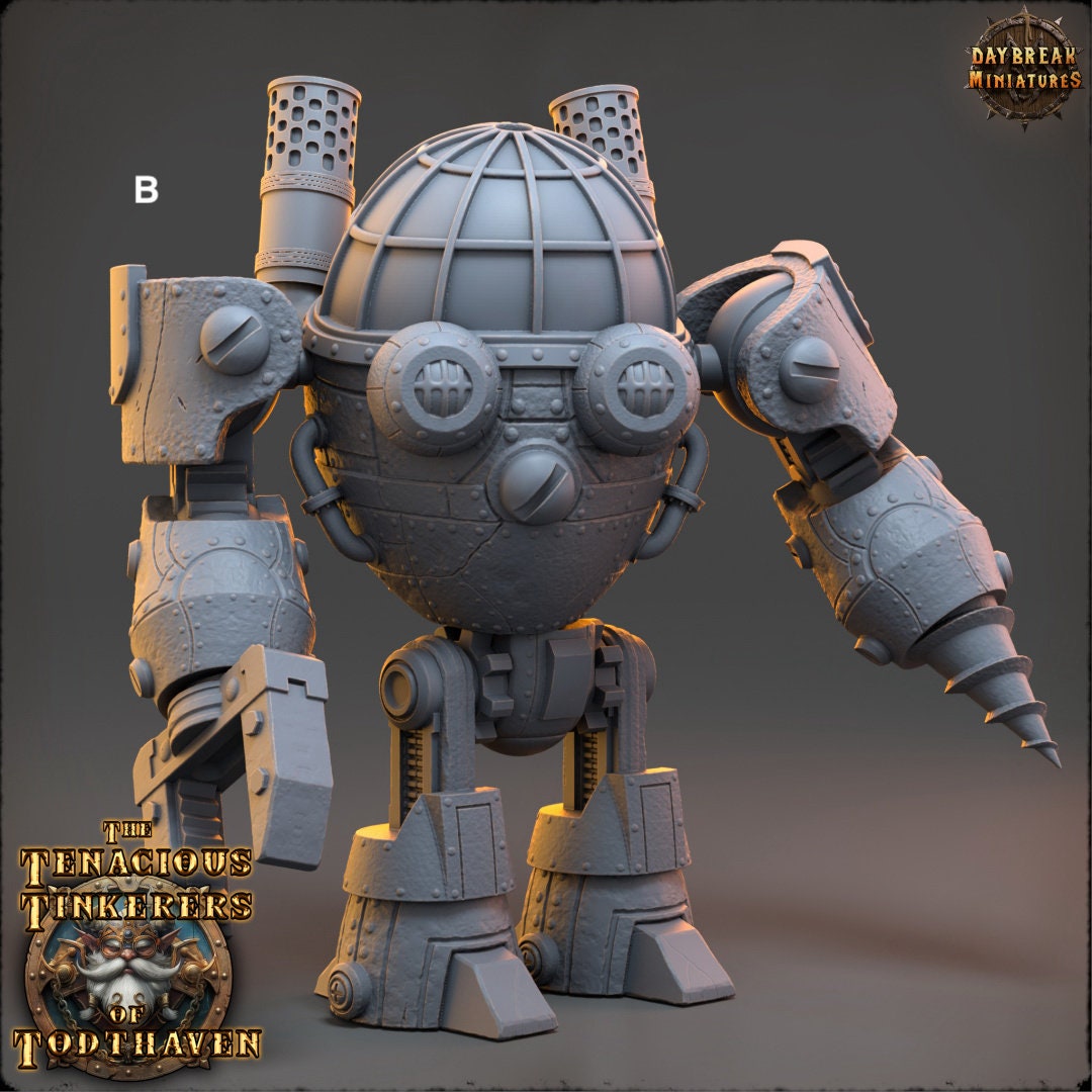 Tenacious Gnome Mech Construct | DayBreak Miniatures | Compatible with D&D/AOS | Fantasy | Tabletop