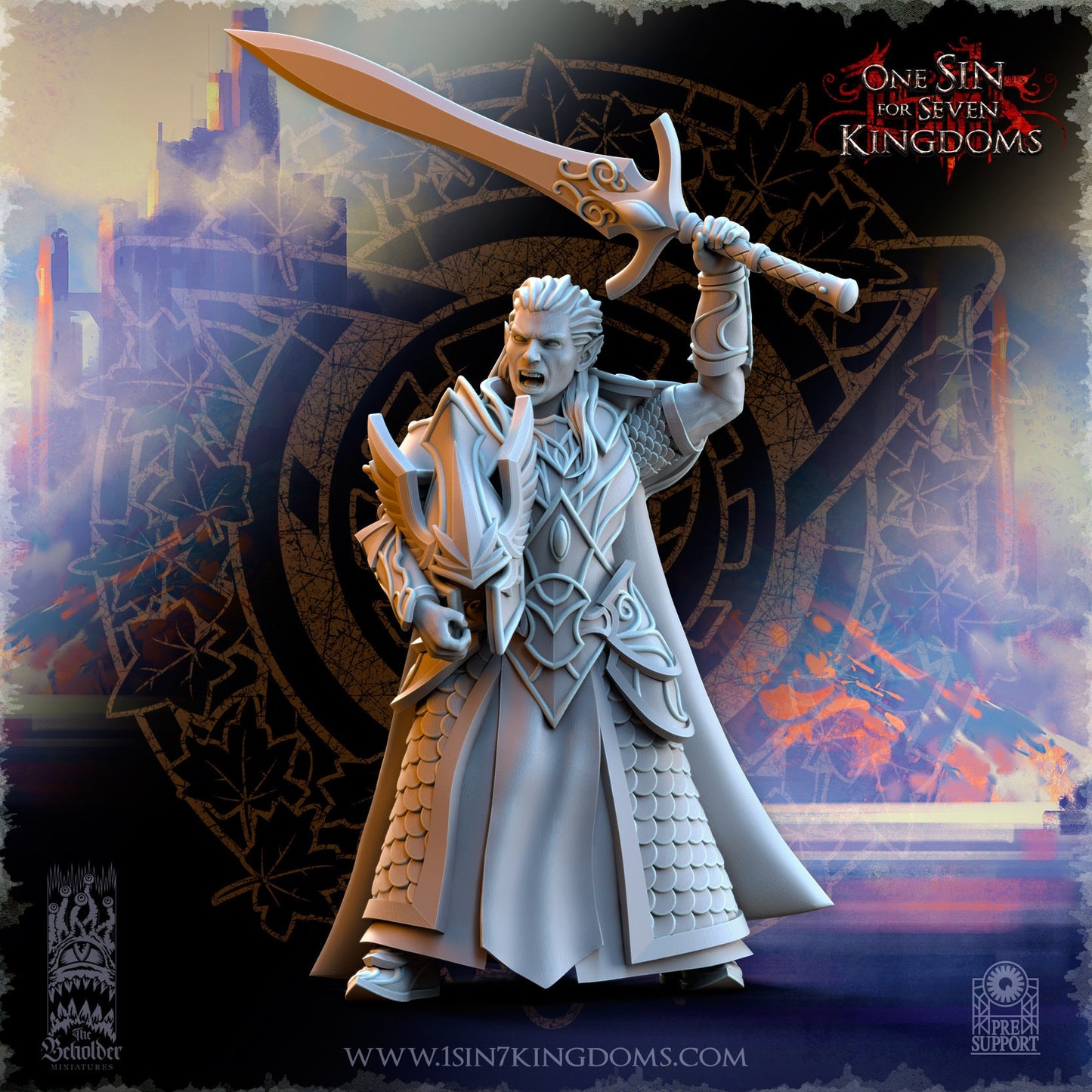 SilverMoor Elf Blades of Ashur Command Group | The Beholder Miniatures | Compatible with D&D/AoS | Fantasy | Tabletop RPG
