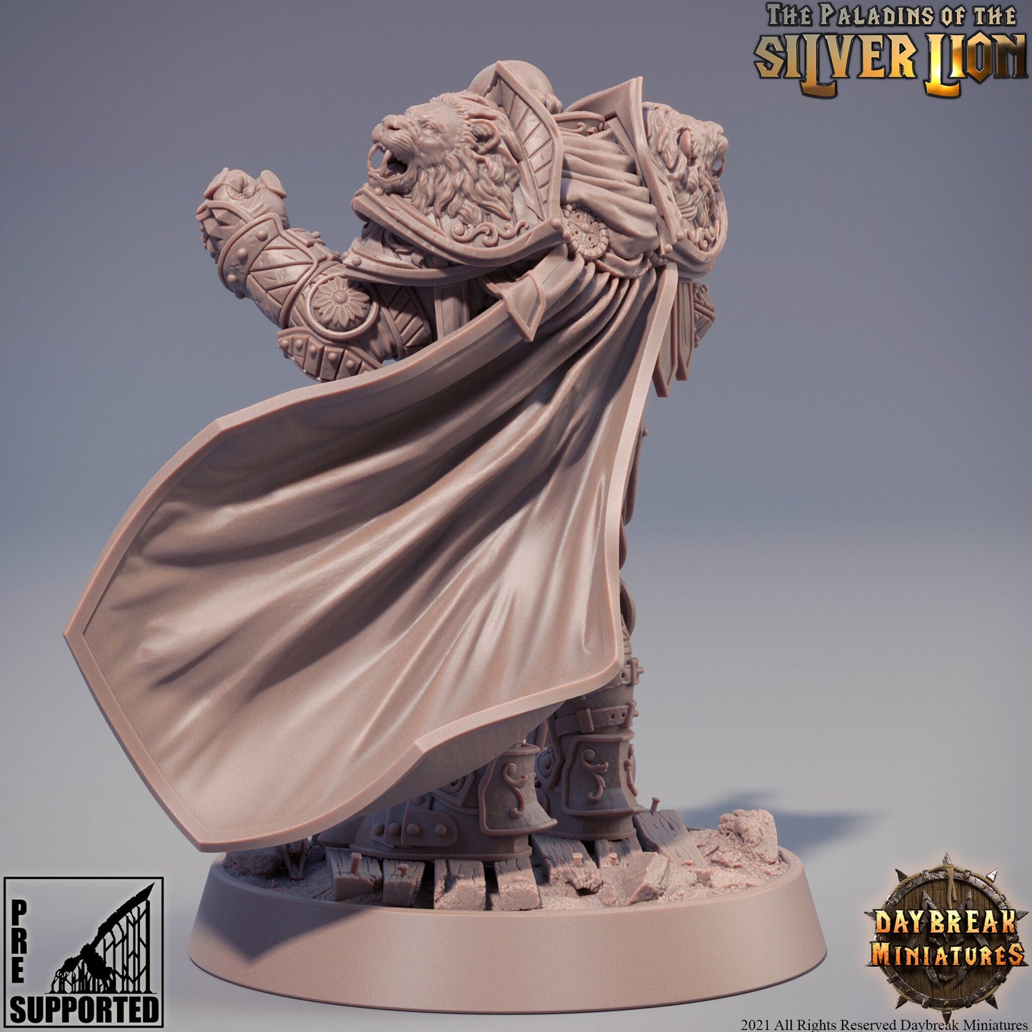 Paladin Commander of the Silver Lion | DayBreak Miniatures | Compatible with D&D/AOS | Fantasy | Tabletop