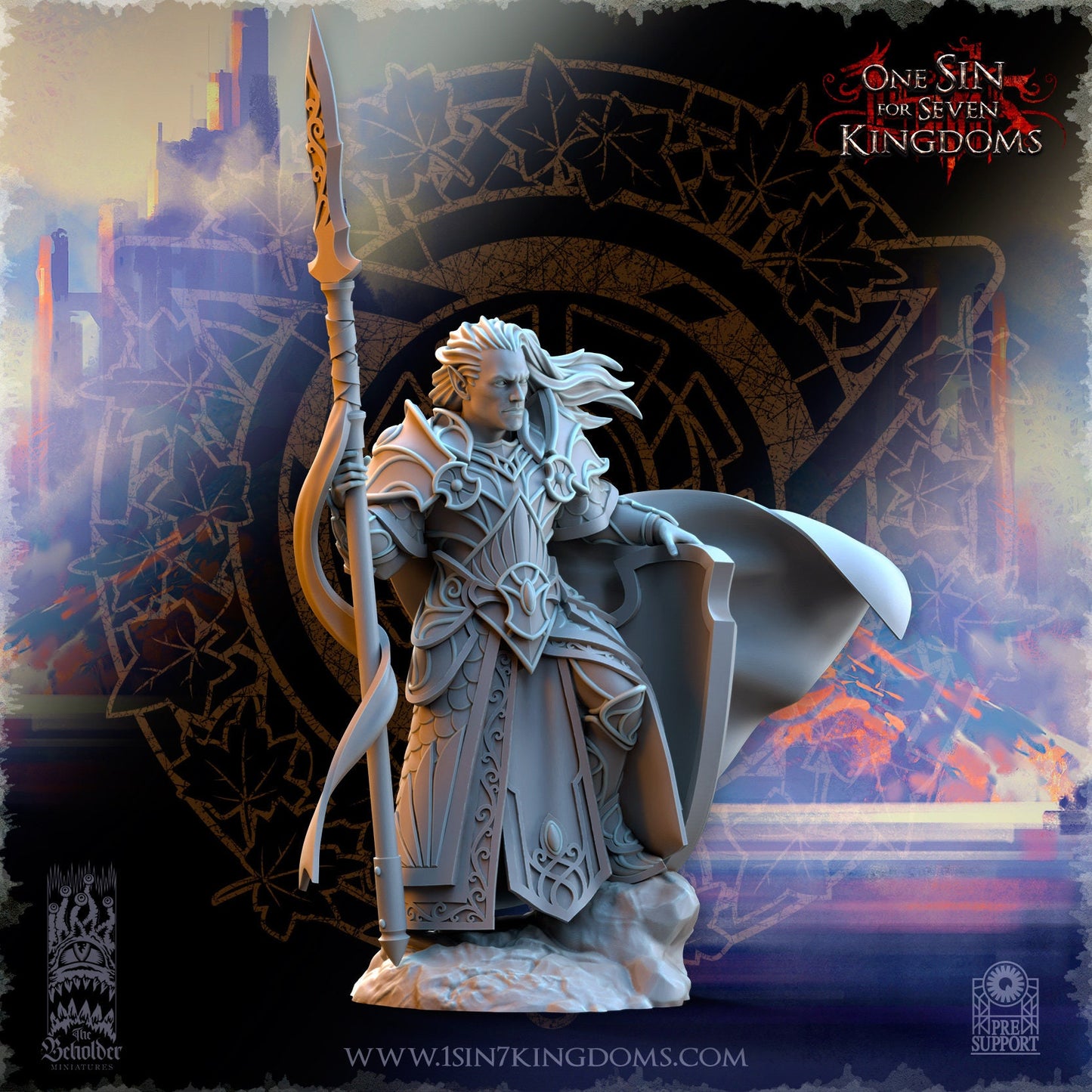 SilverMoor Elf Commander Polomhir | The Beholder Miniatures | Compatible with D&D/AoS | Fantasy | Tabletop RPG