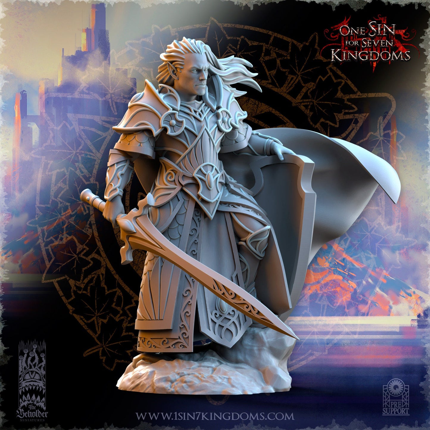 SilverMoor Elf Commander Polomhir | The Beholder Miniatures | Compatible with D&D/AoS | Fantasy | Tabletop RPG