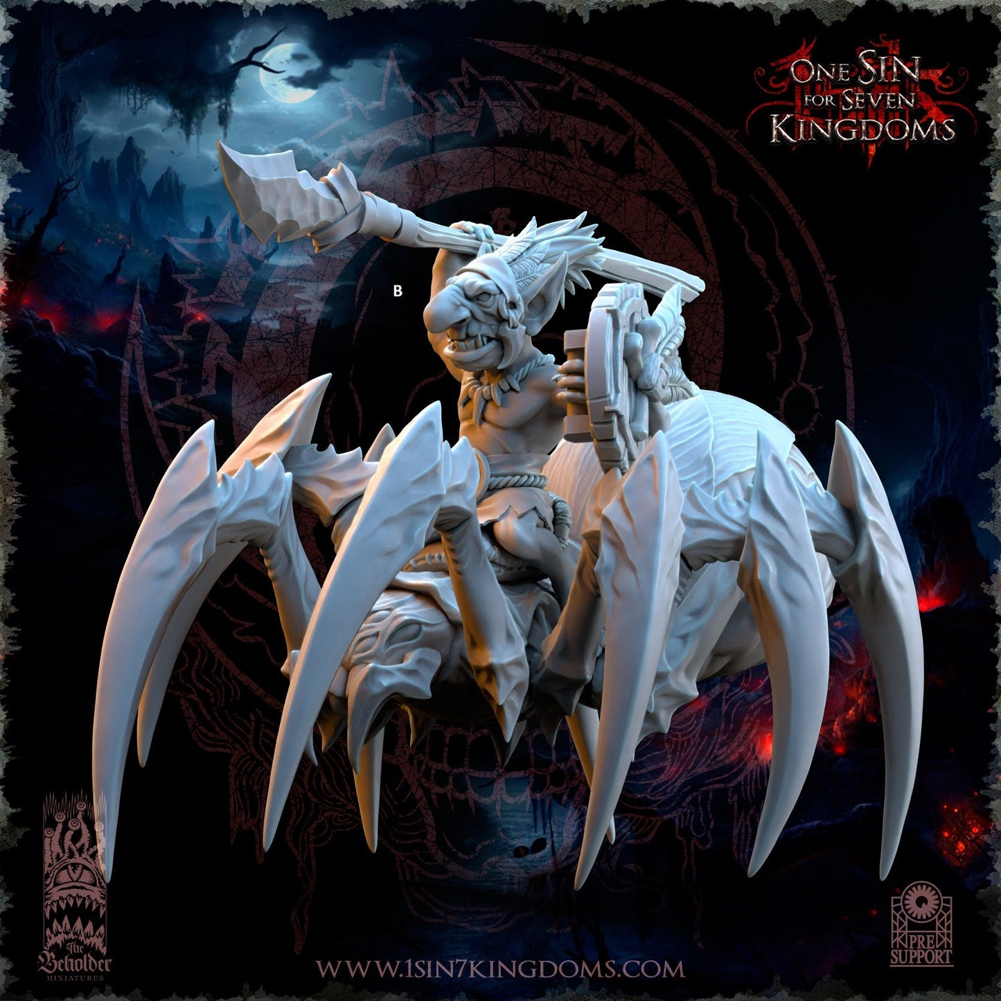Black Horde Goblin Jungle Spider Riders | The Beholder Miniatures | Compatible with D&D/AoS | Fantasy | Tabletop RPG